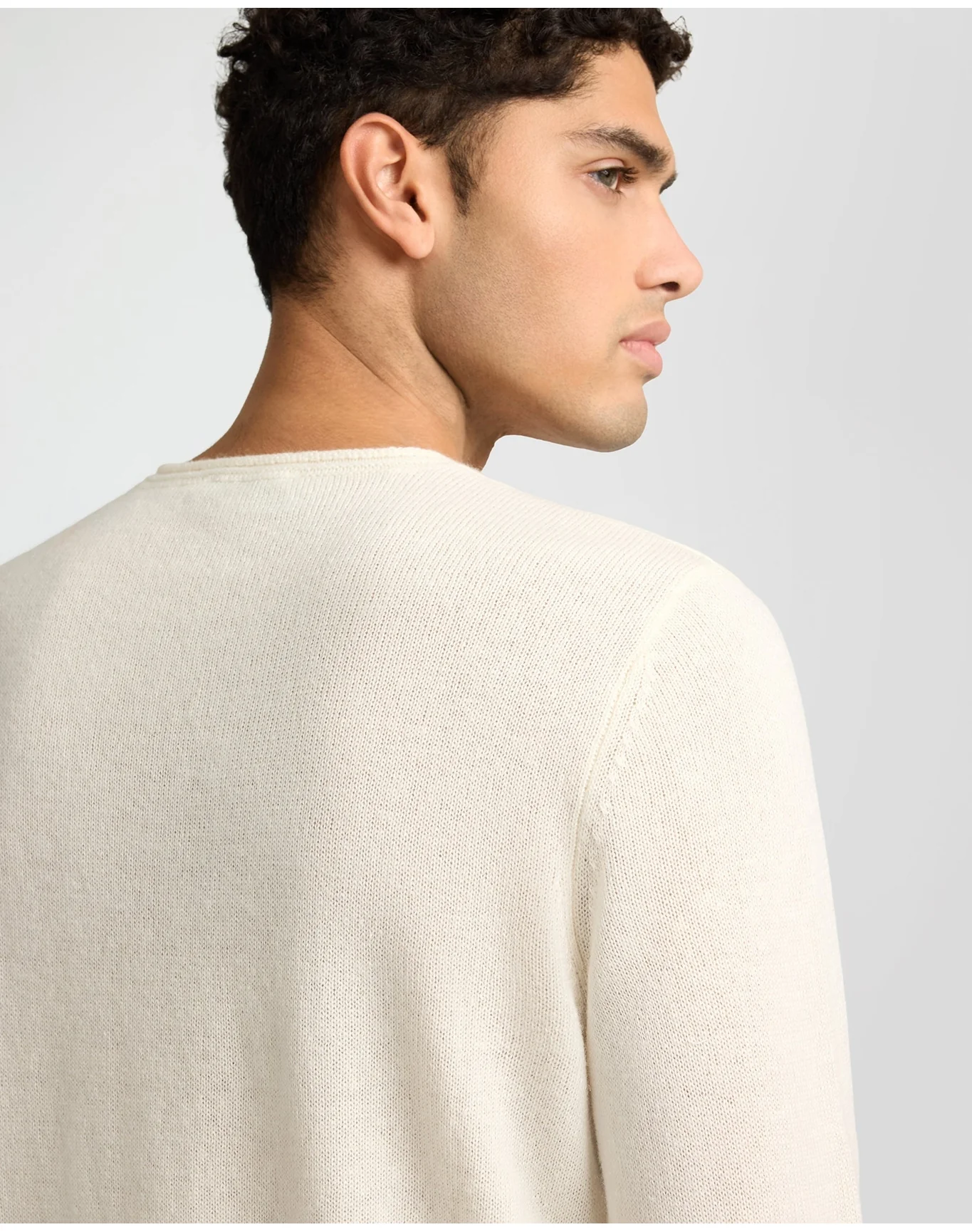 Men | Linen Cashmere Rollneck Sweater | White - Image 5