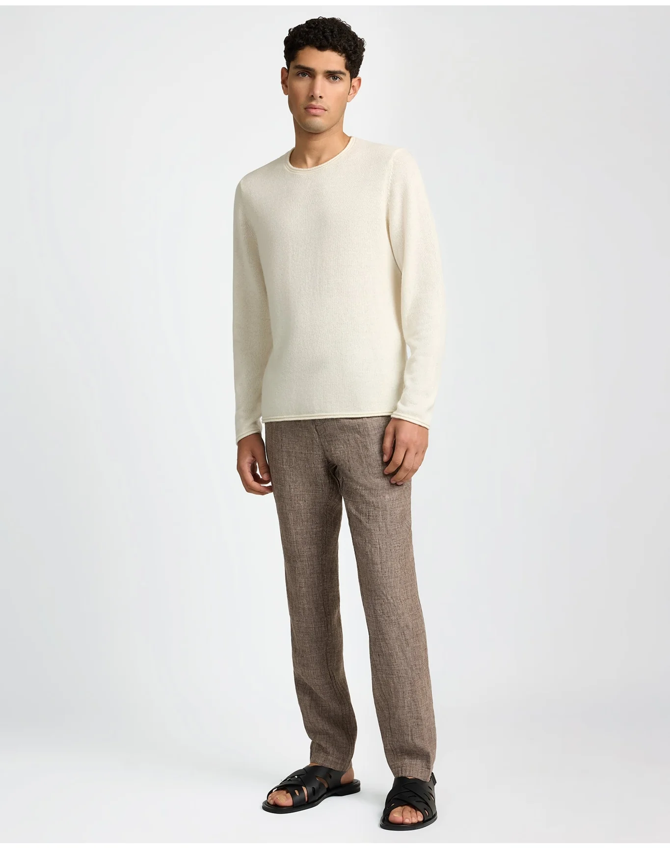 Men | Linen Cashmere Rollneck Sweater | White - Image 6