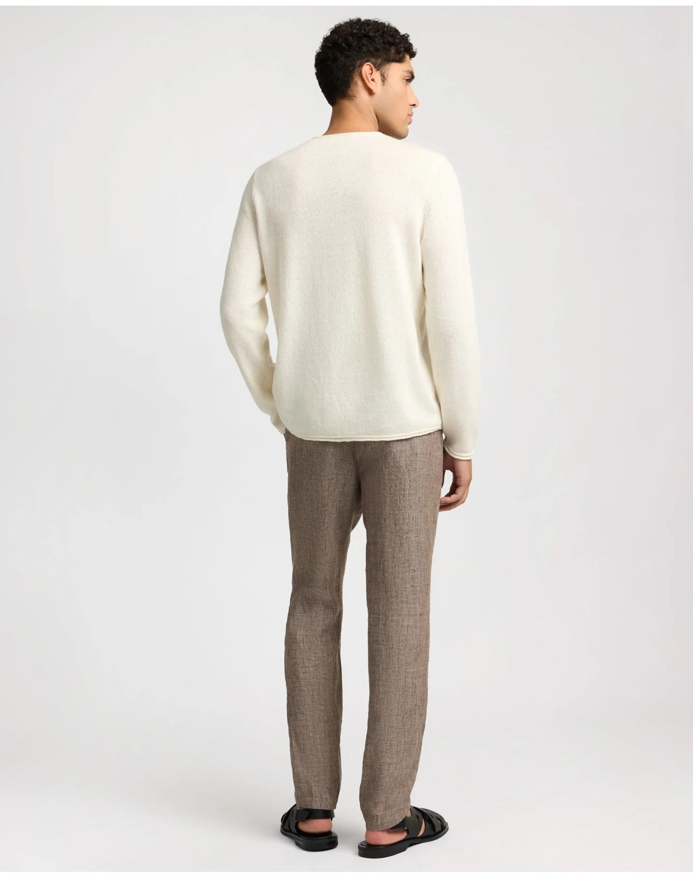 Men | Linen Cashmere Rollneck Sweater | White - Image 7