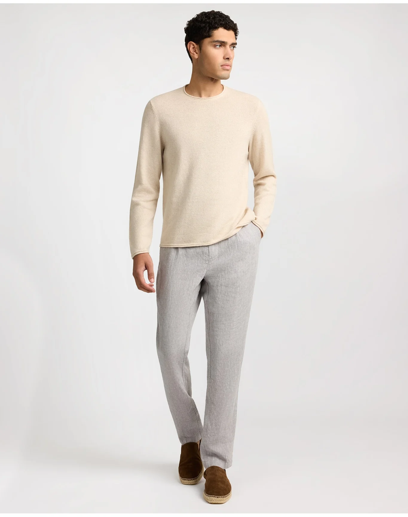 Men | Linen Tapered Pleated Trouser | Cool Grey - Image 5