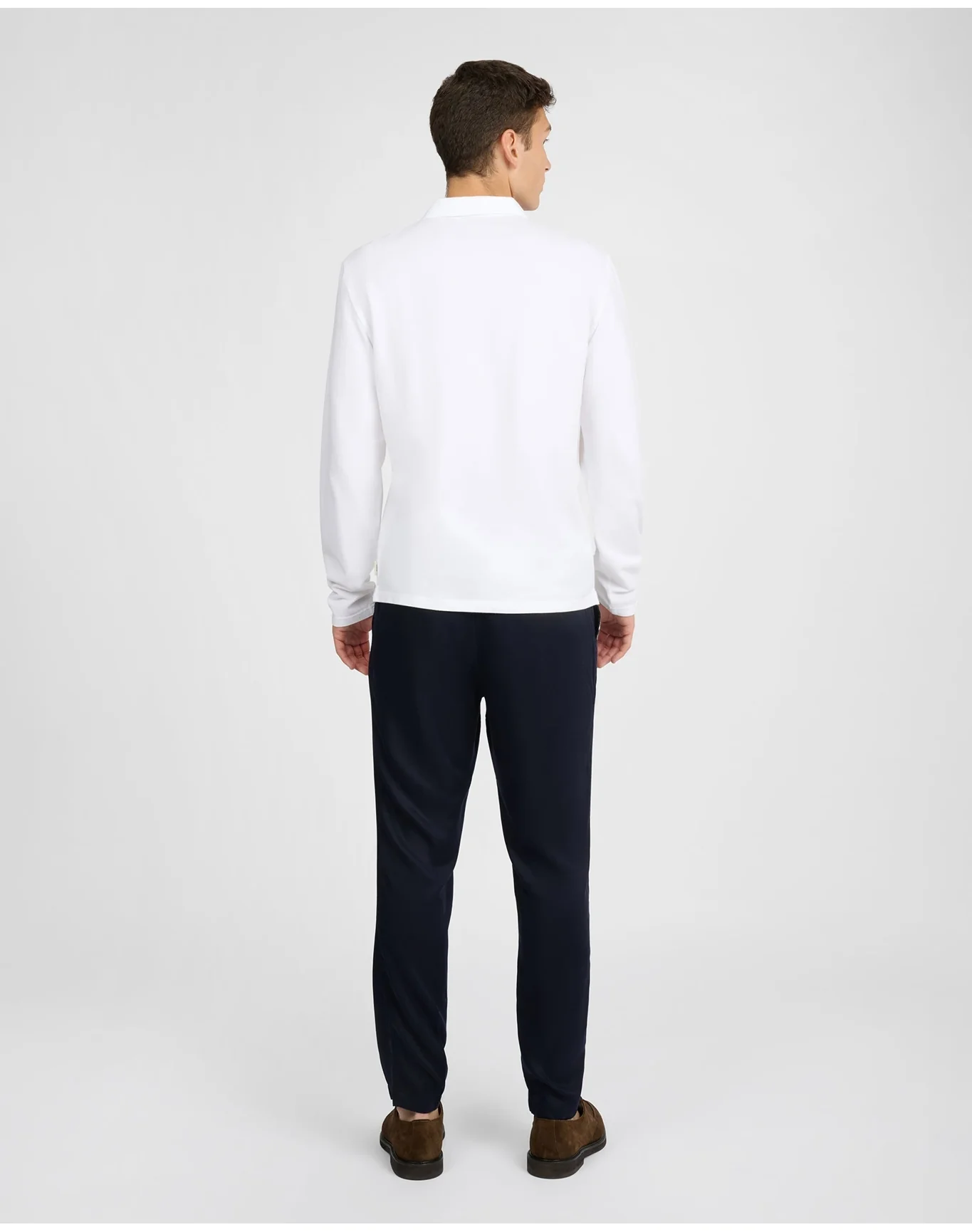 Men | Long Sleeve Pique Polo | White - Image 5