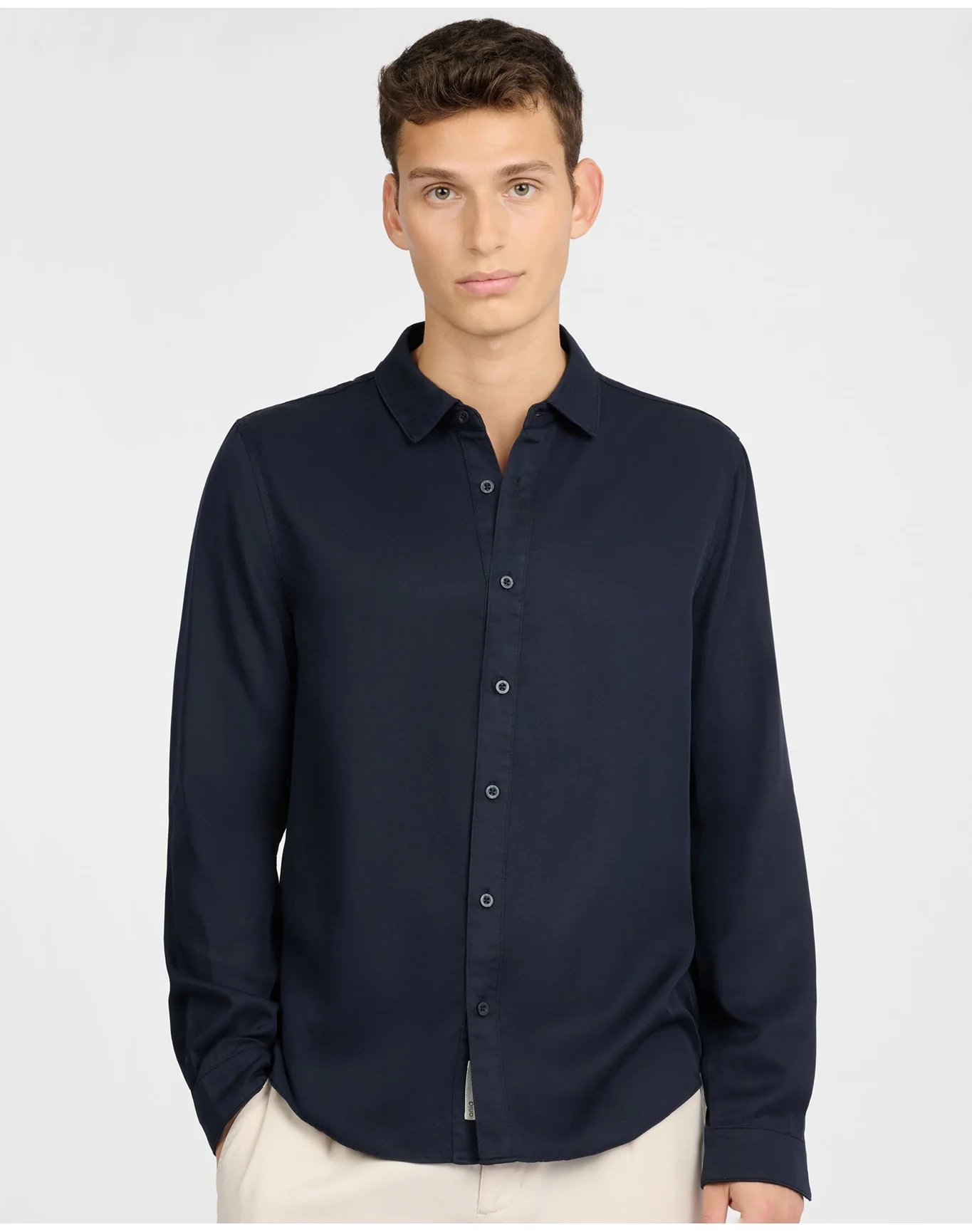 Men | Lyocell Long Sleeve Shirt | Midnight - Image 3