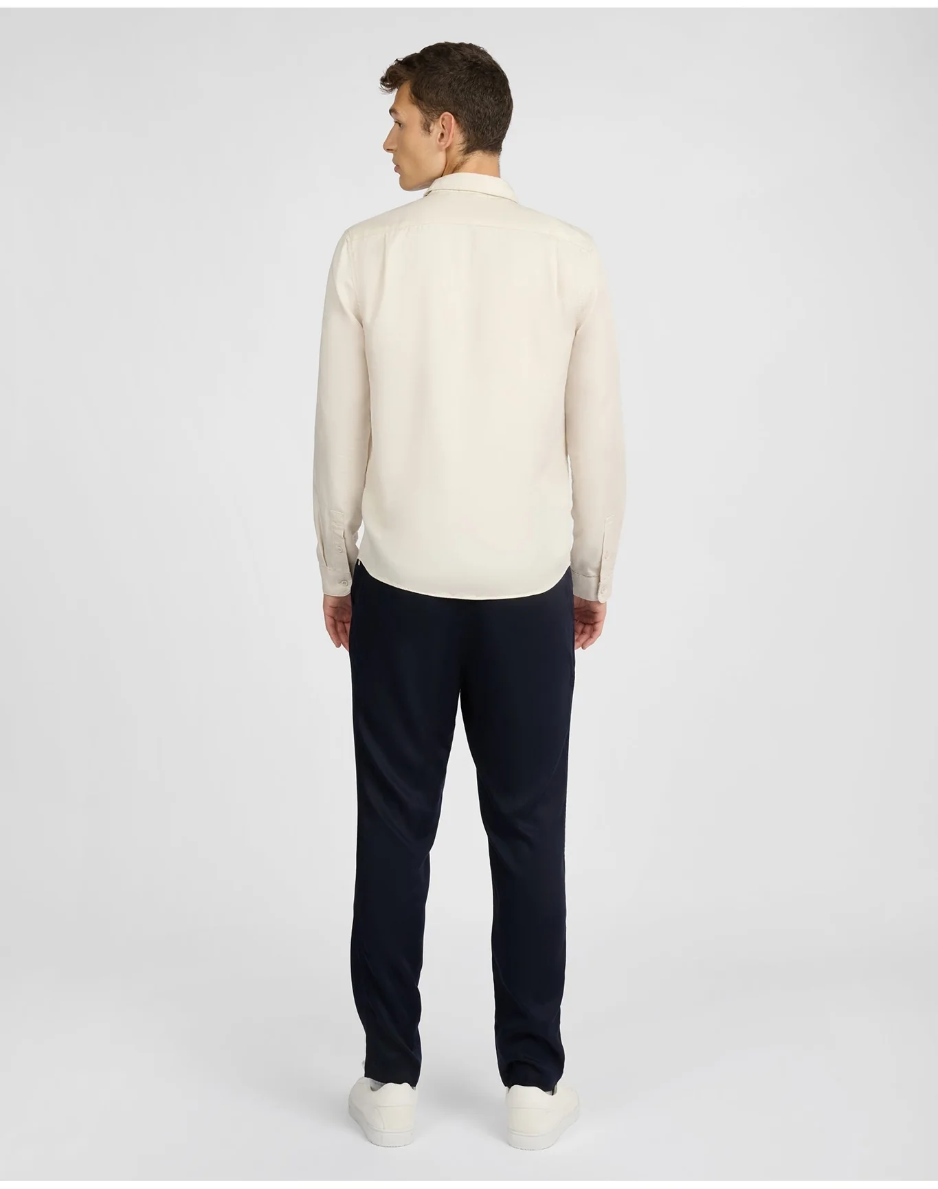 Men | Lyocell Long Sleeve Shirt | Stone - Image 5