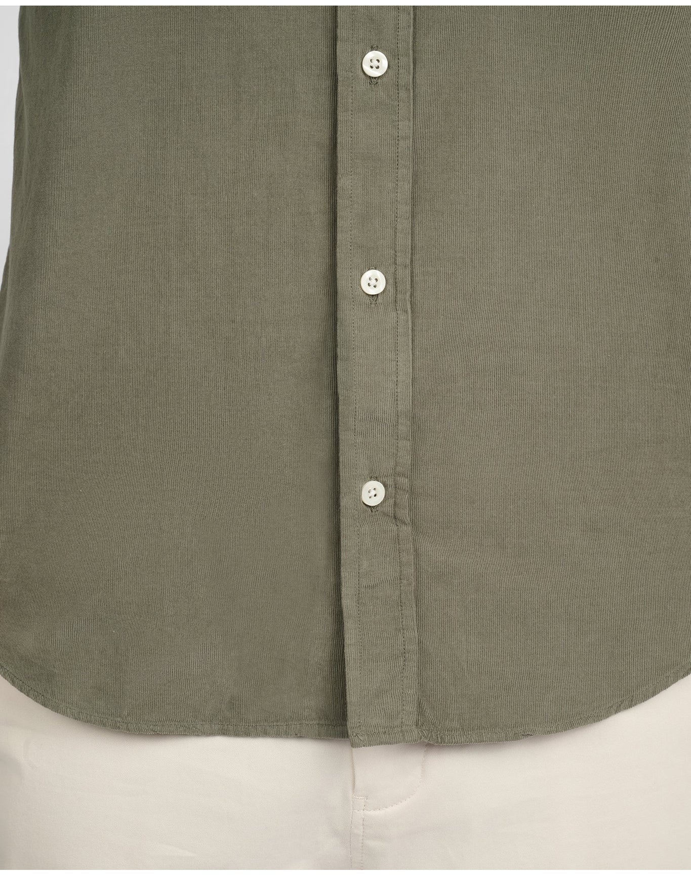 Men | Micro Cord Long Sleeve Button Down Shirt | Dark Sage - Image 5