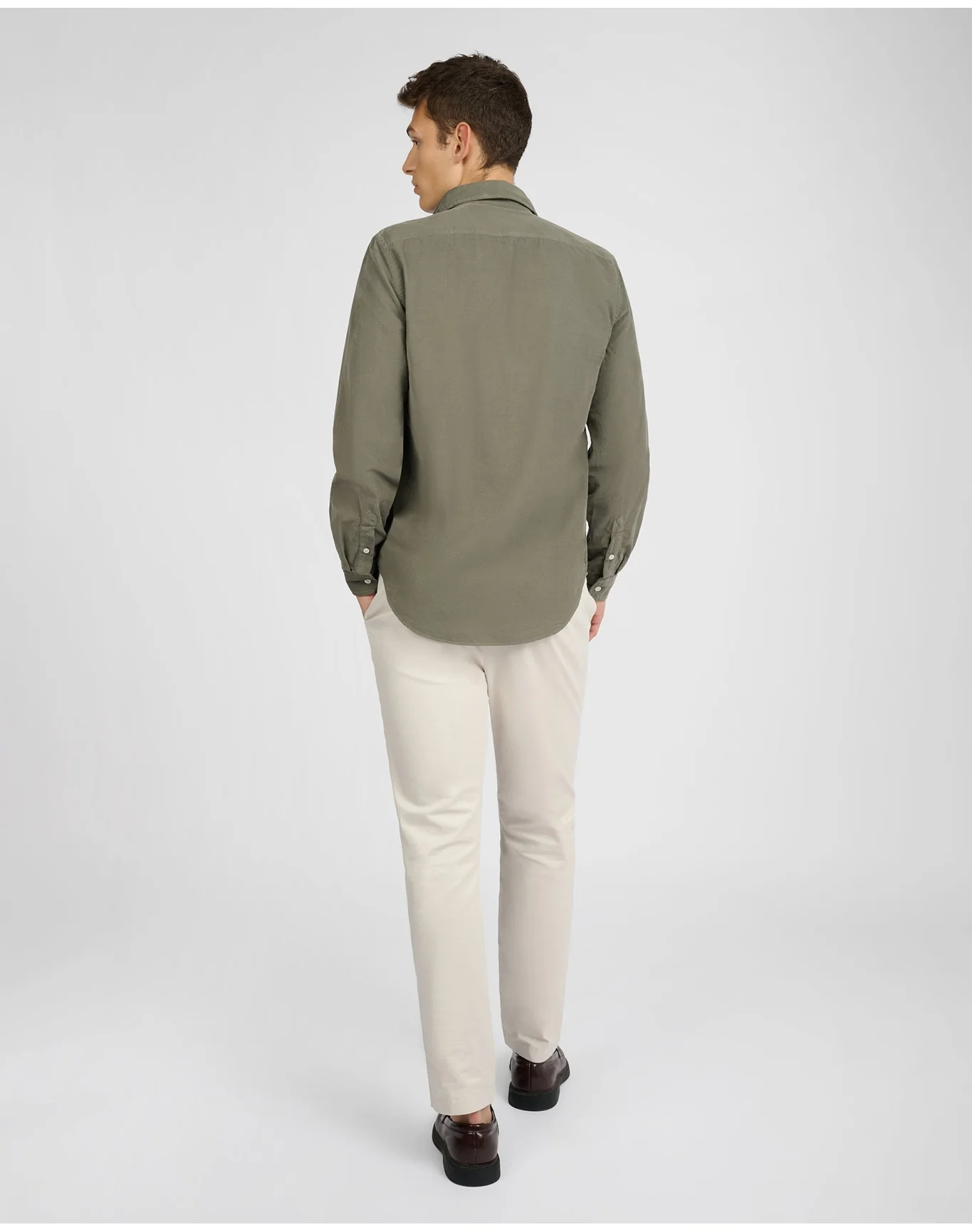 Men | Micro Cord Long Sleeve Button Down Shirt | Dark Sage - Image 7