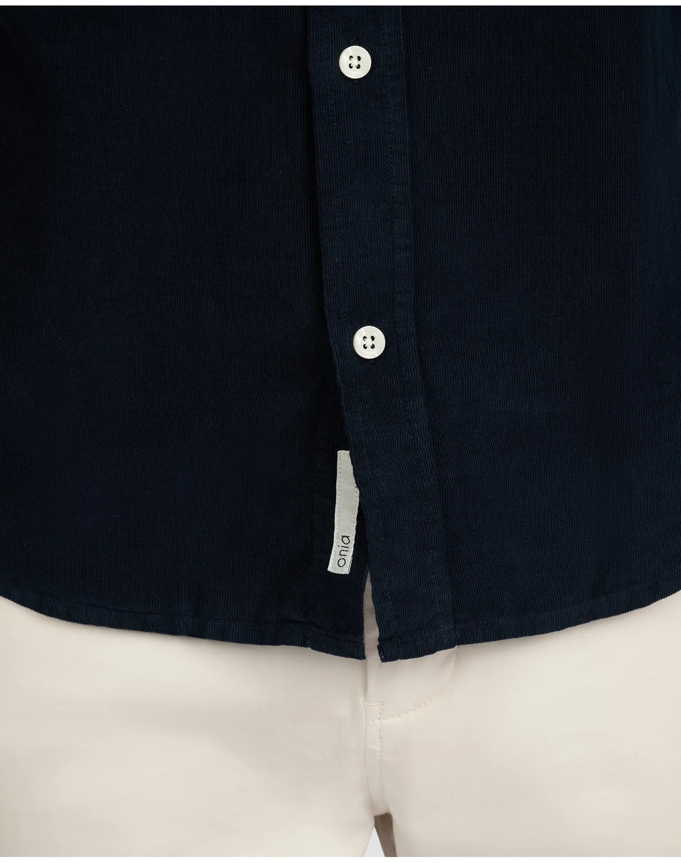 Men | Micro Cord Long Sleeve Button Down Shirt | Midnight - Image 4