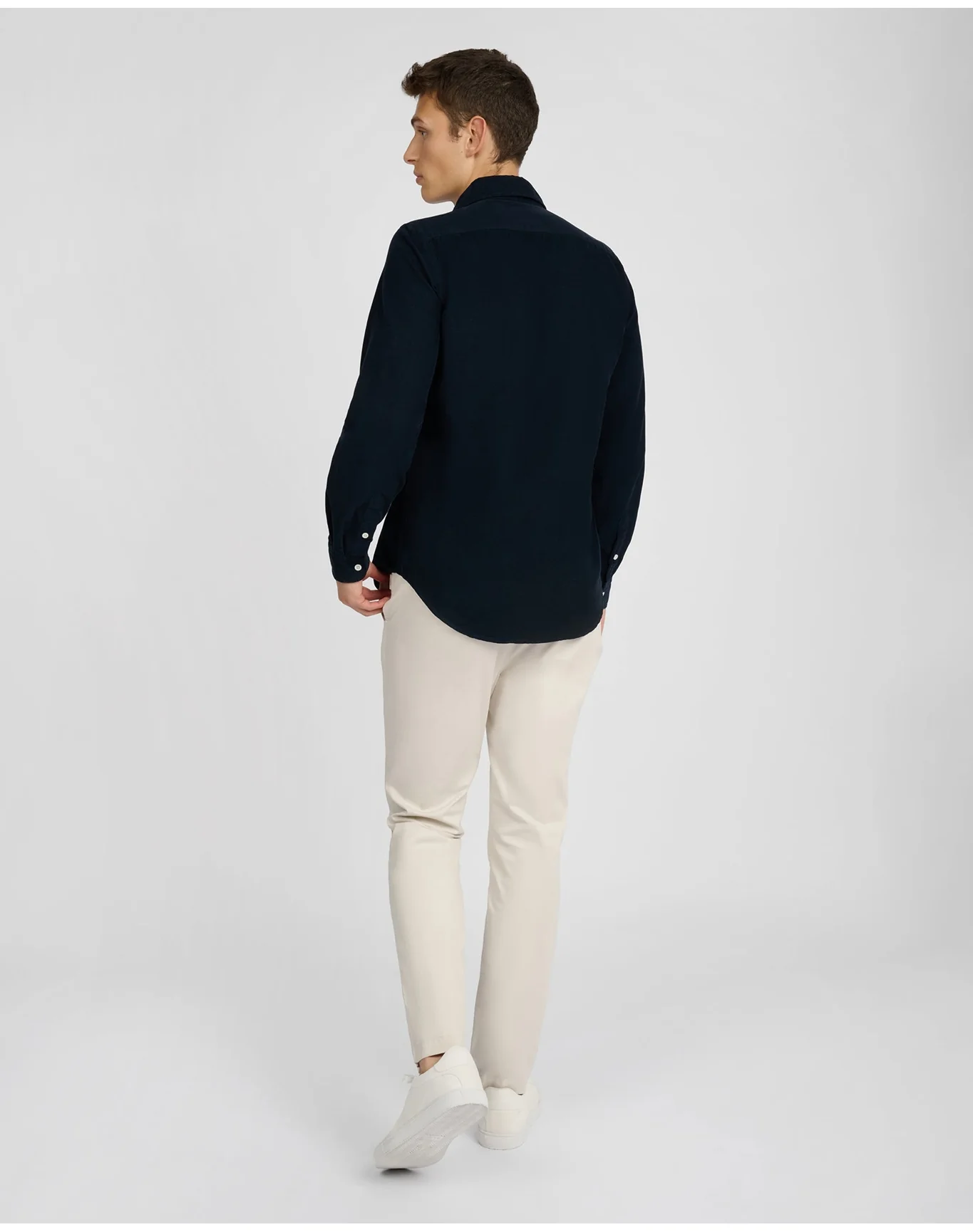Men | Micro Cord Long Sleeve Button Down Shirt | Midnight - Image 6