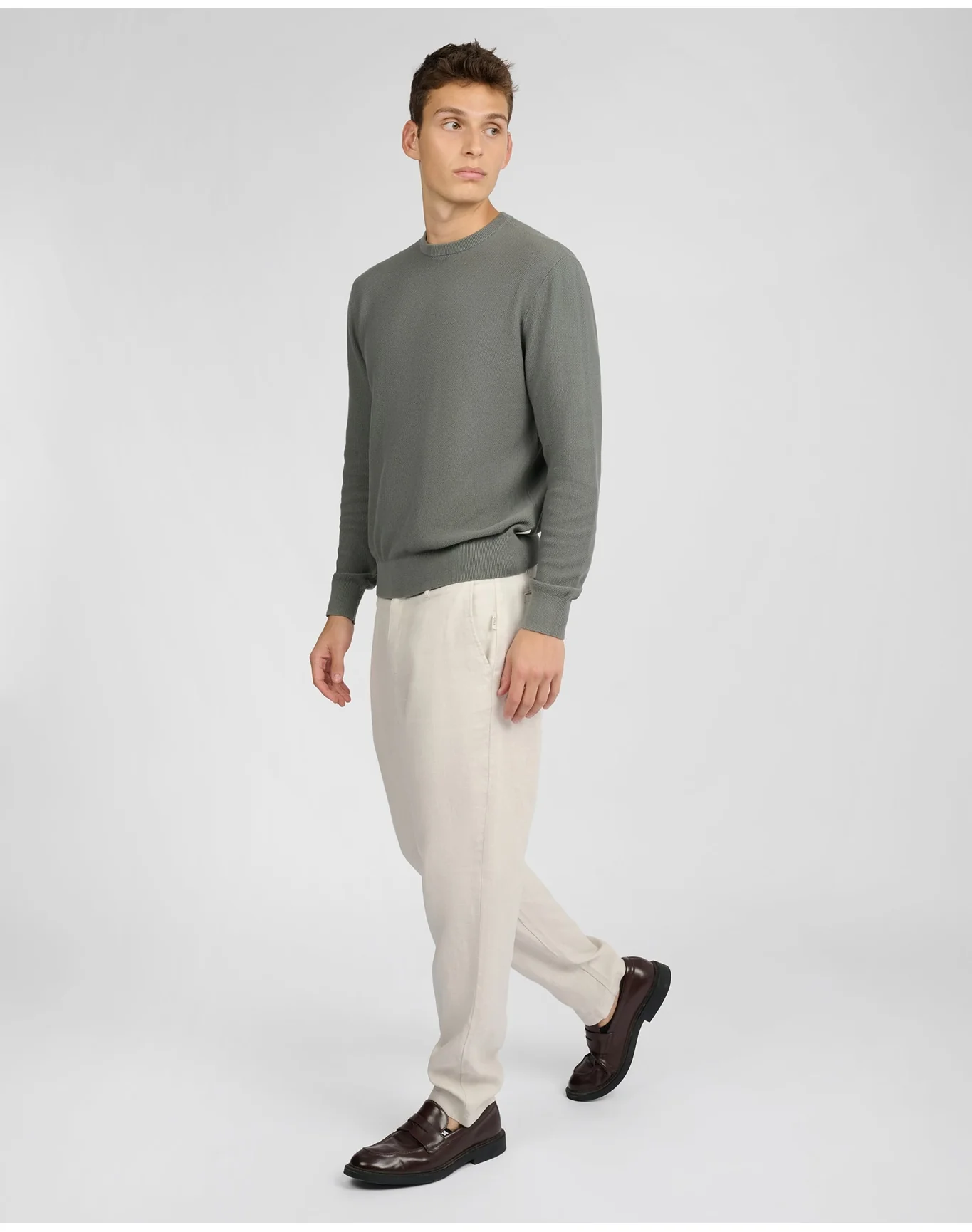 Men | Pique Crewneck Sweater | Agave - Image 3