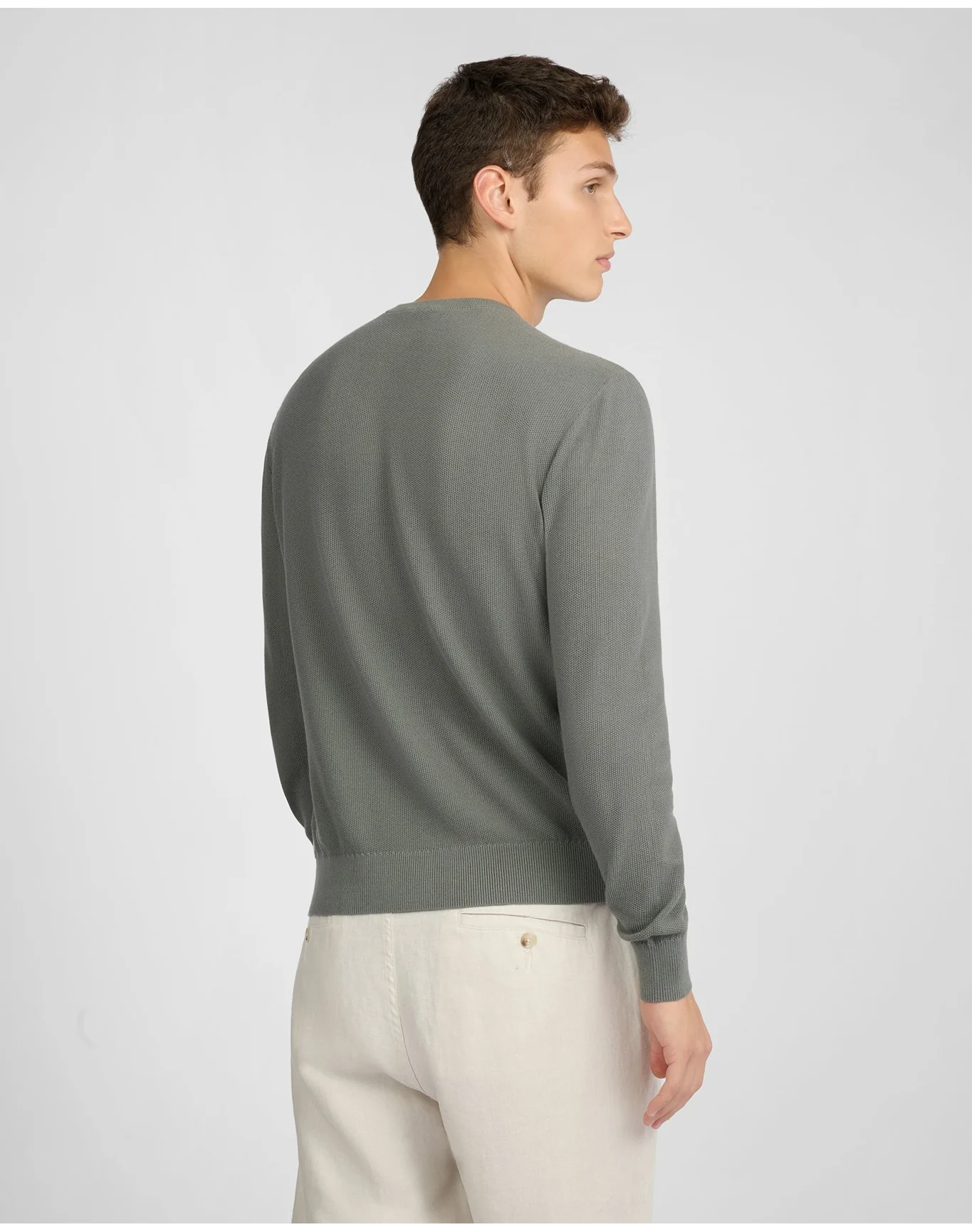 Men | Pique Crewneck Sweater | Agave - Image 4