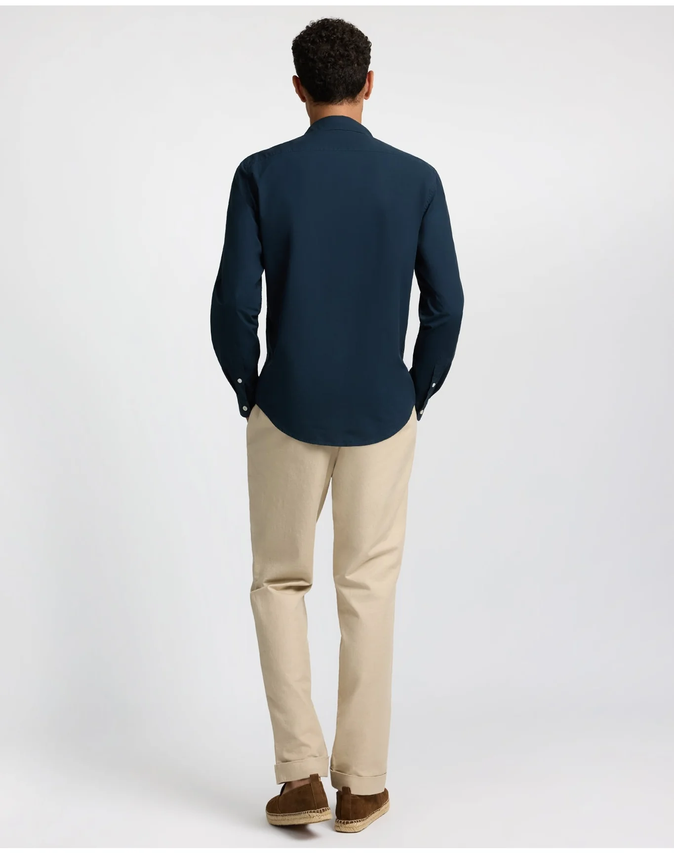 Men | Poplin Long Sleeve Button Down Shirt | Midnight - Image 7