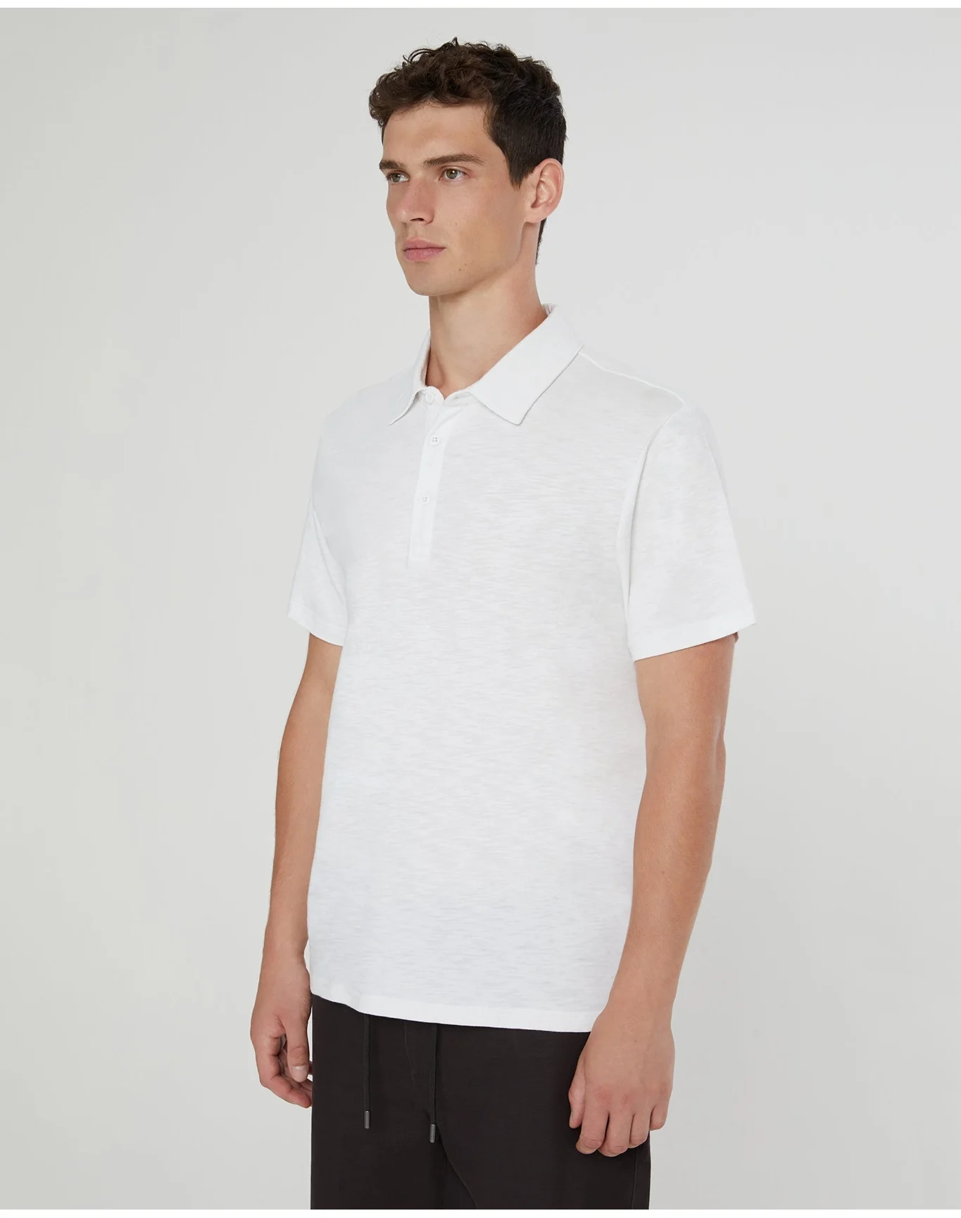 Men | Slub Short Sleeve Polo | White - Image 2