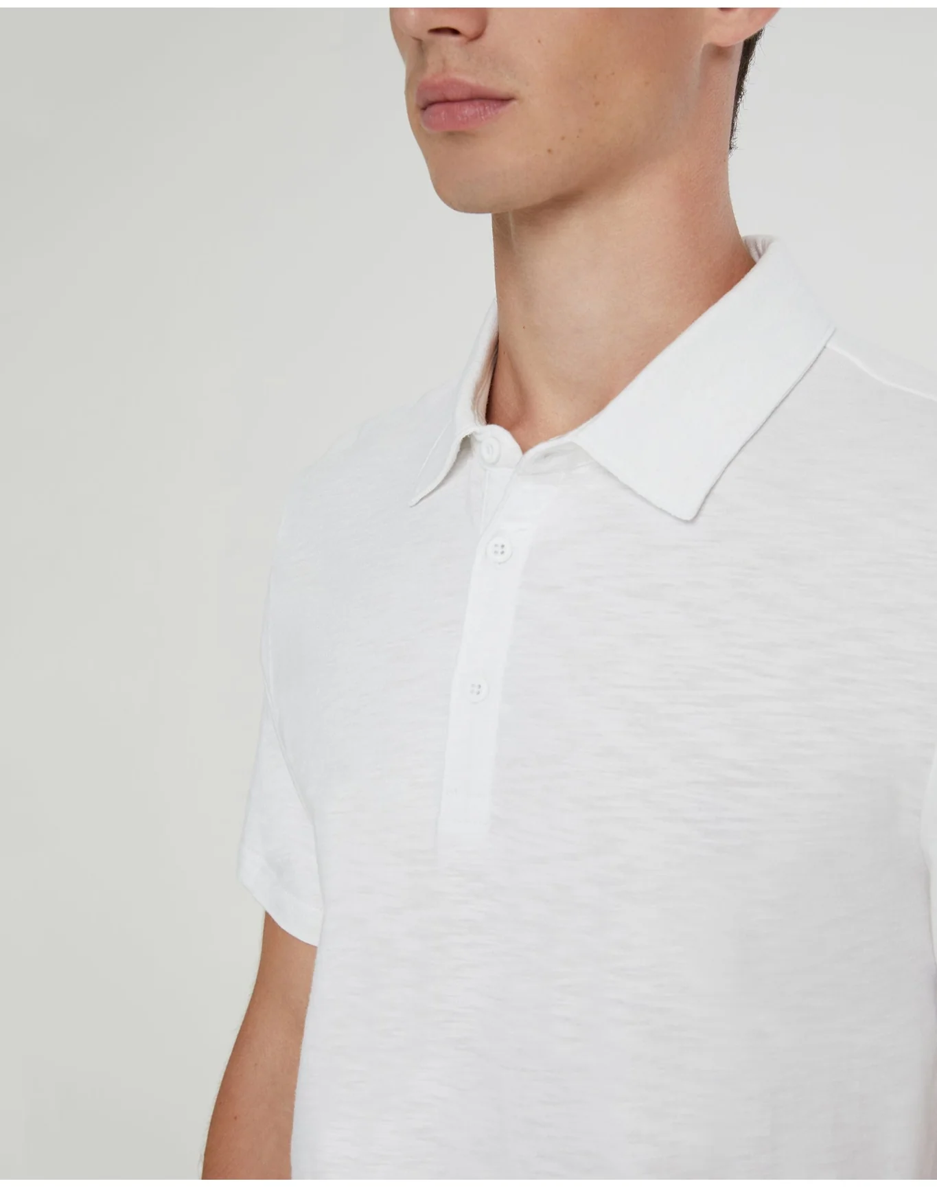 Men | Slub Short Sleeve Polo | White - Image 3