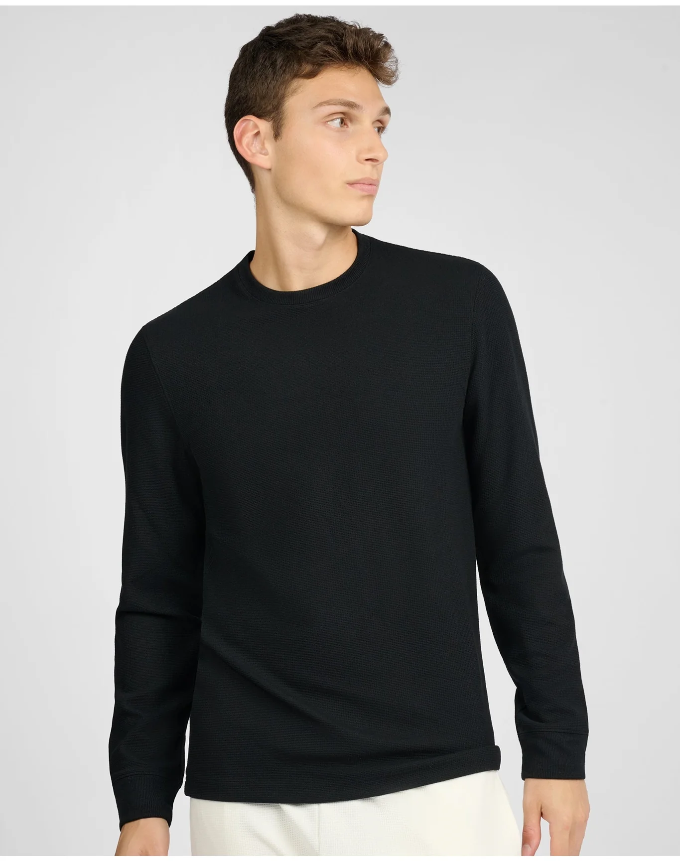 Men | Waffle Crewneck Sweater | Black - Image 2