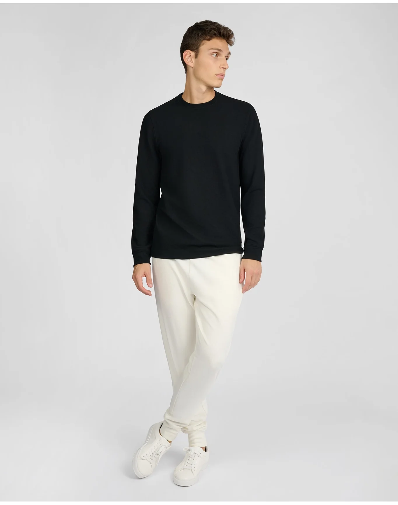 Men | Waffle Crewneck Sweater | Black - Image 4