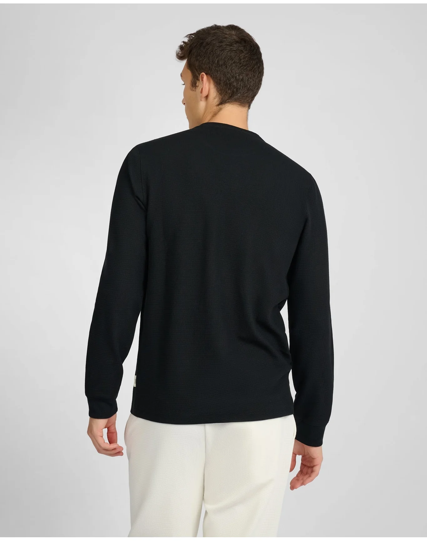 Men | Waffle Crewneck Sweater | Black - Image 5