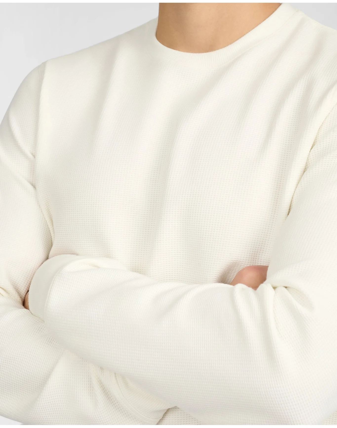 Men | Waffle Crewneck Sweater | Egret - Image 4