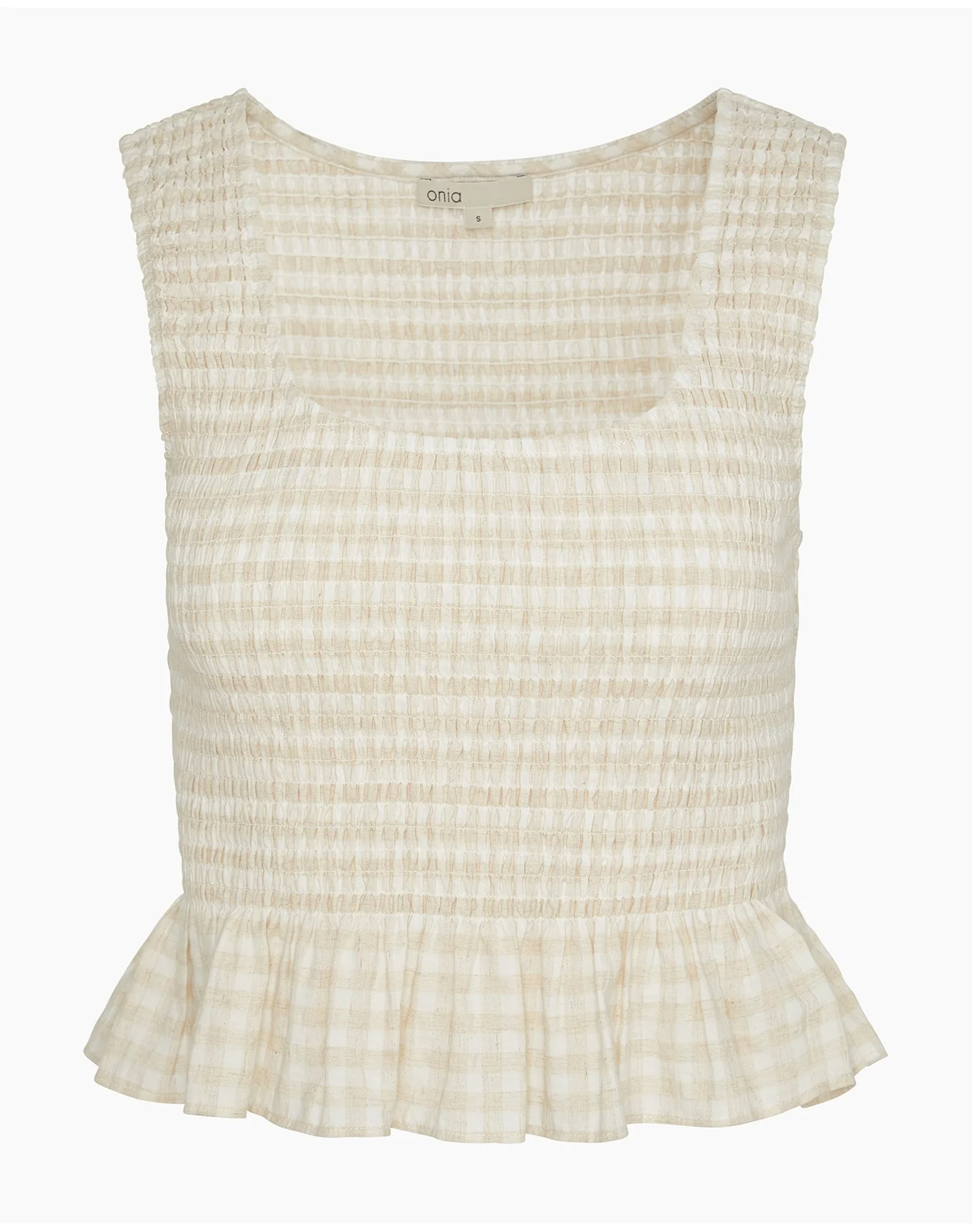 Women | Air Linen Smocked Tank | Natural - Image 3