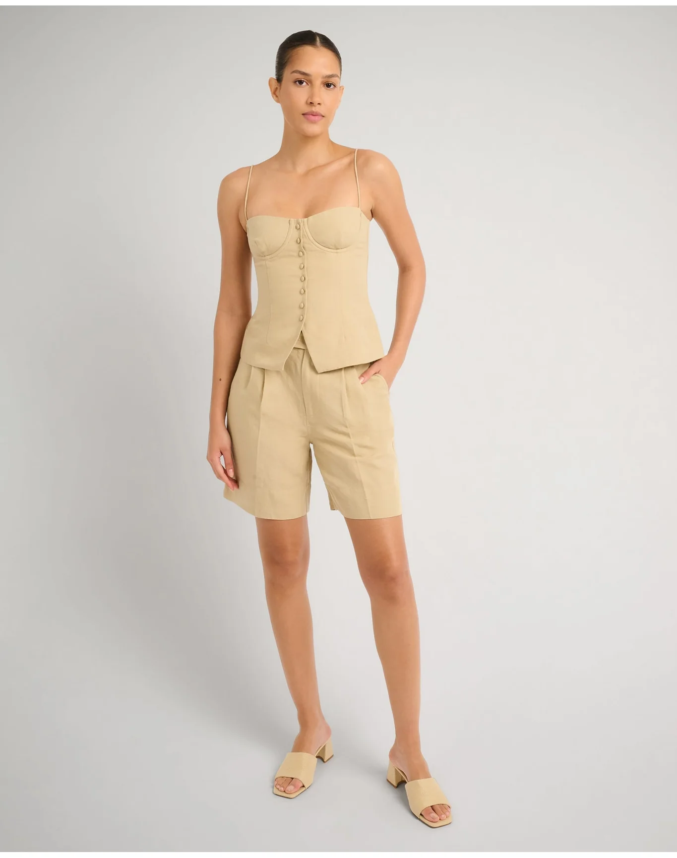 Women | Air Linen Underwire Corset Top | Jute - Image 3