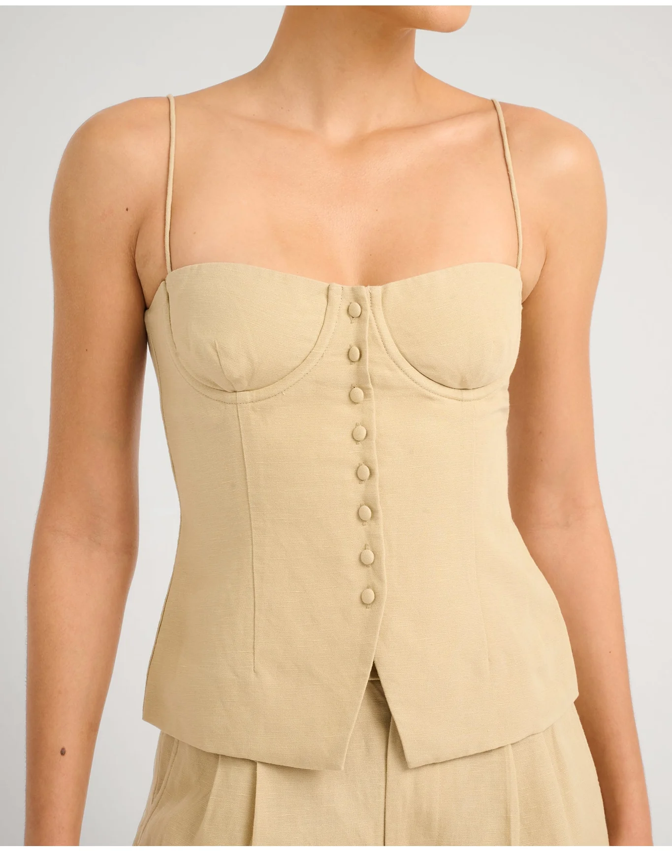 Women | Air Linen Underwire Corset Top | Jute - Image 4