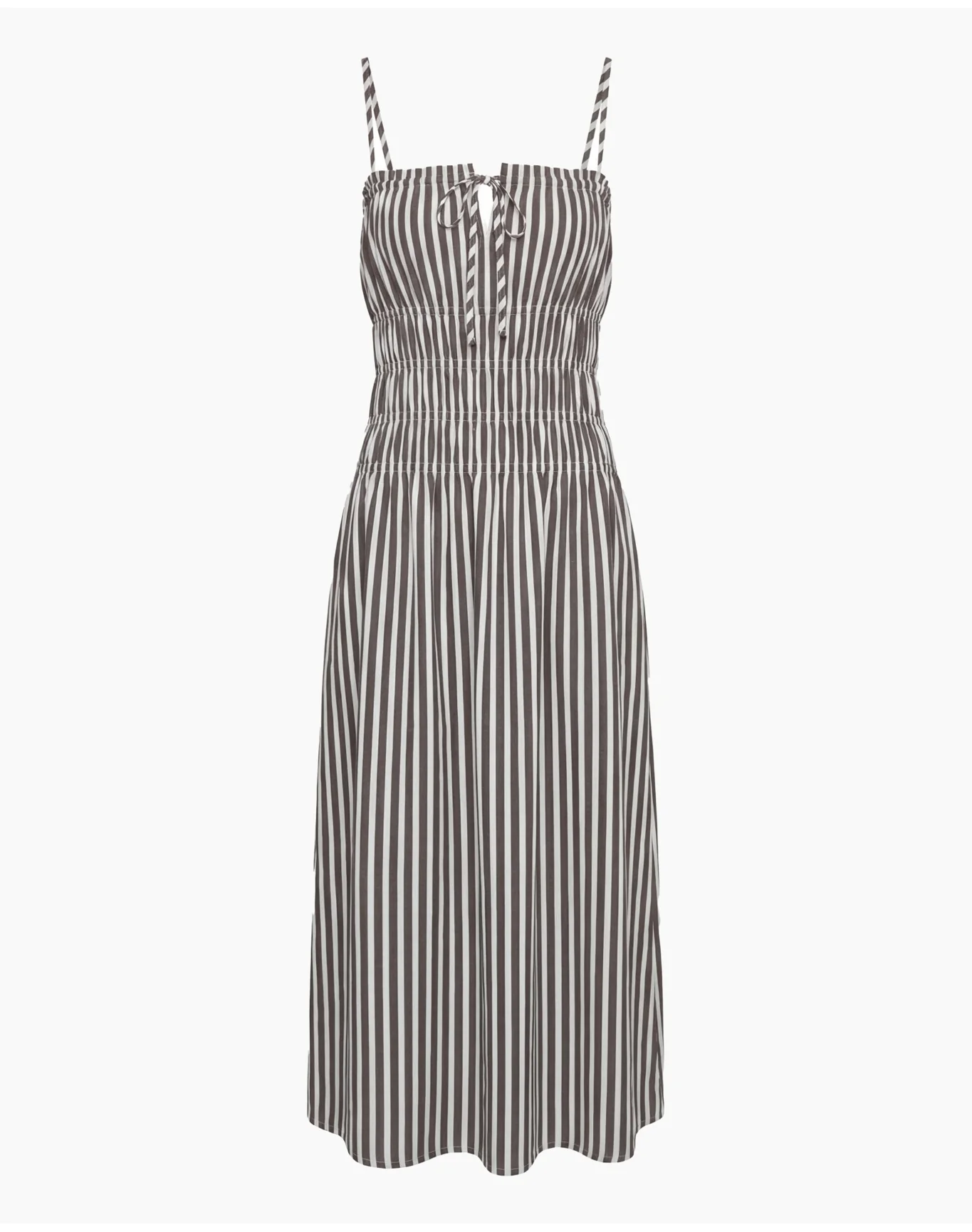 Women | Smocked Midi Dress | Dark Chocolate x White