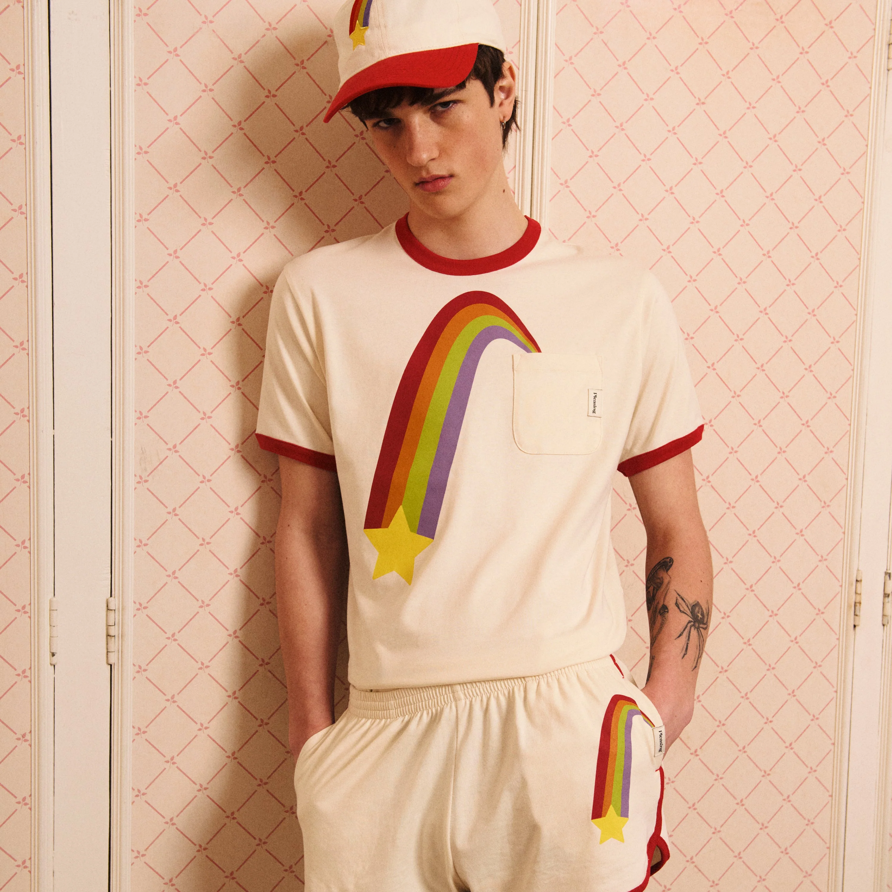 The Rainbow Ray Ringer Tee | Cherry Cloud - Image 5