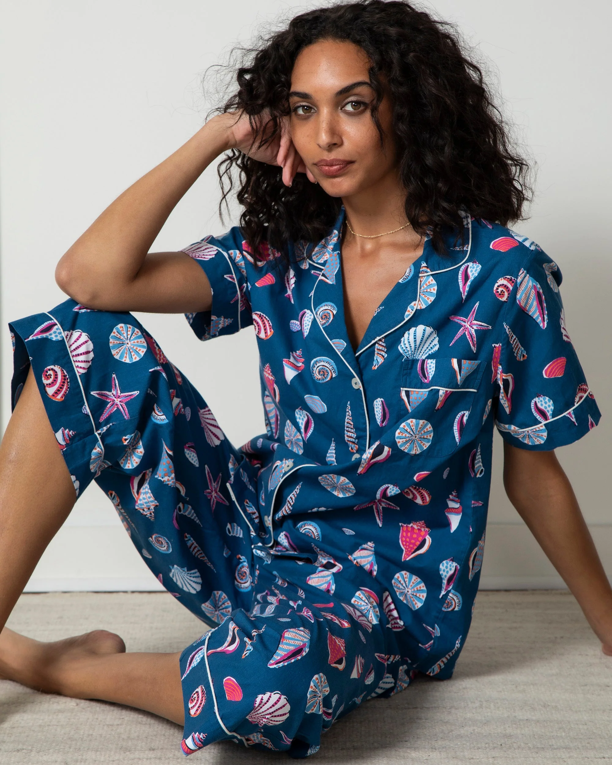 Beachcomber - Short Sleeve Top & Cropped Pants Set | Shoreline Blue