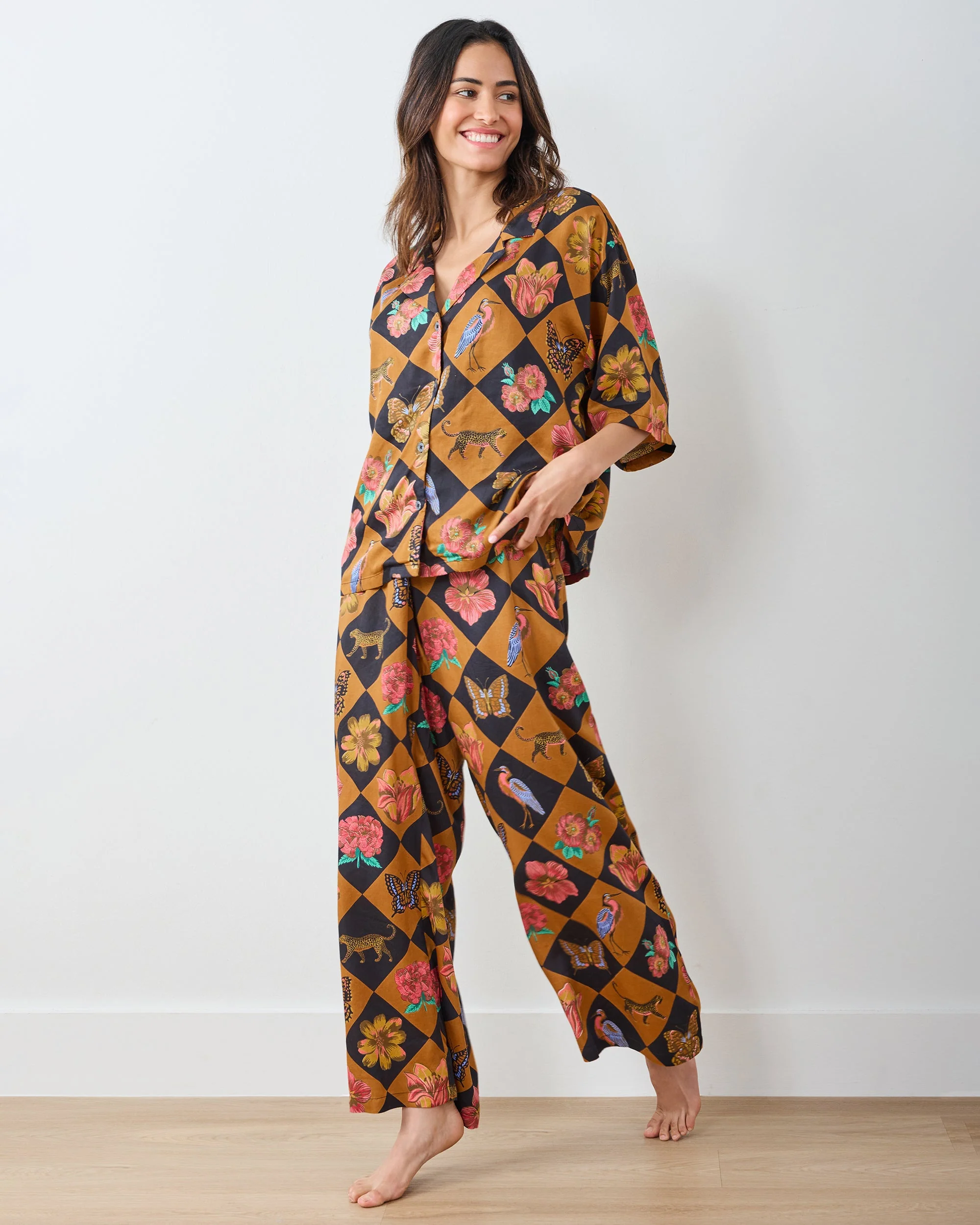 Botanical Checkerboard - Eco Satin Wildest Dreams Set | Caramel - Image 2