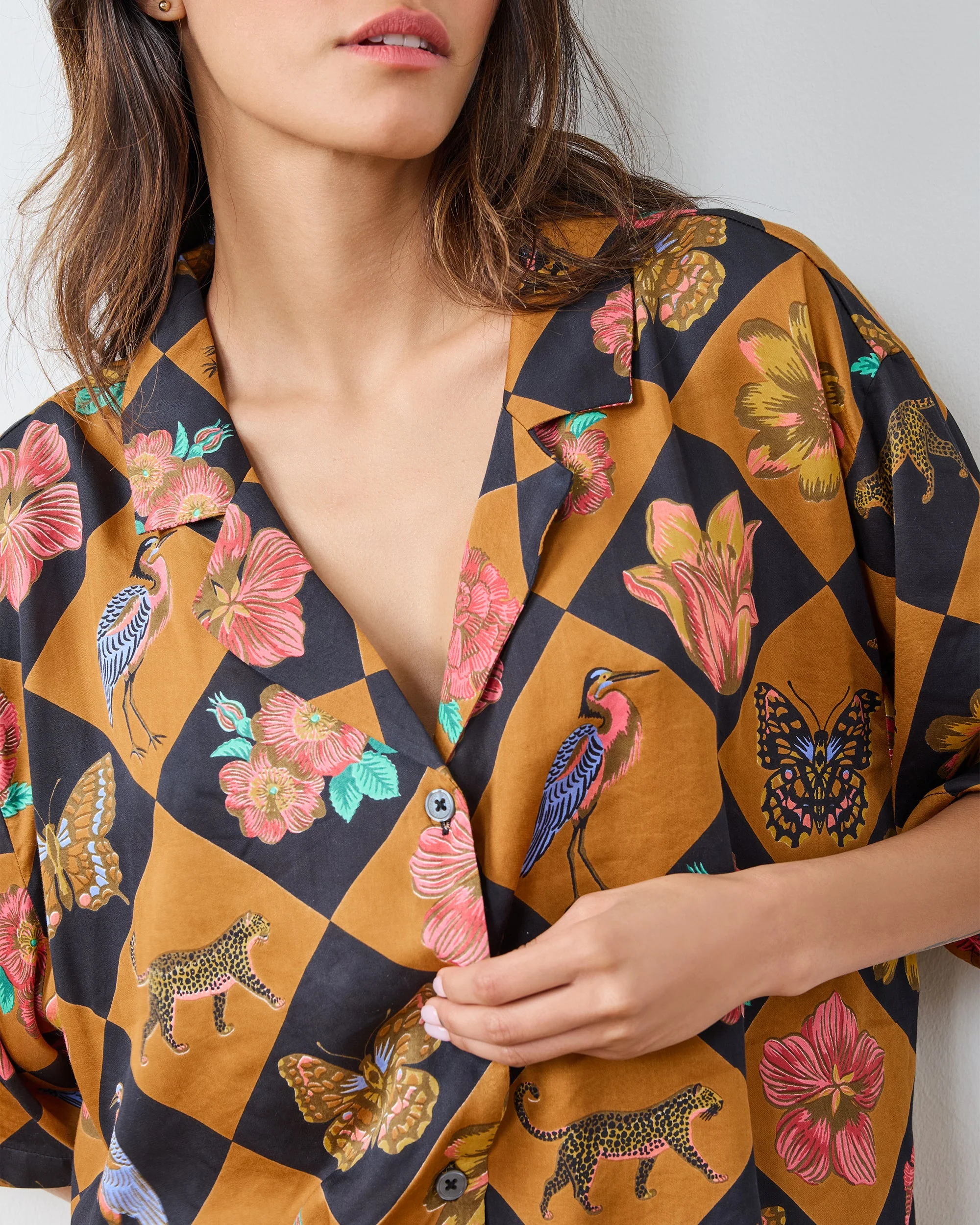 Botanical Checkerboard - Eco Satin Wildest Dreams Set | Caramel - Image 3