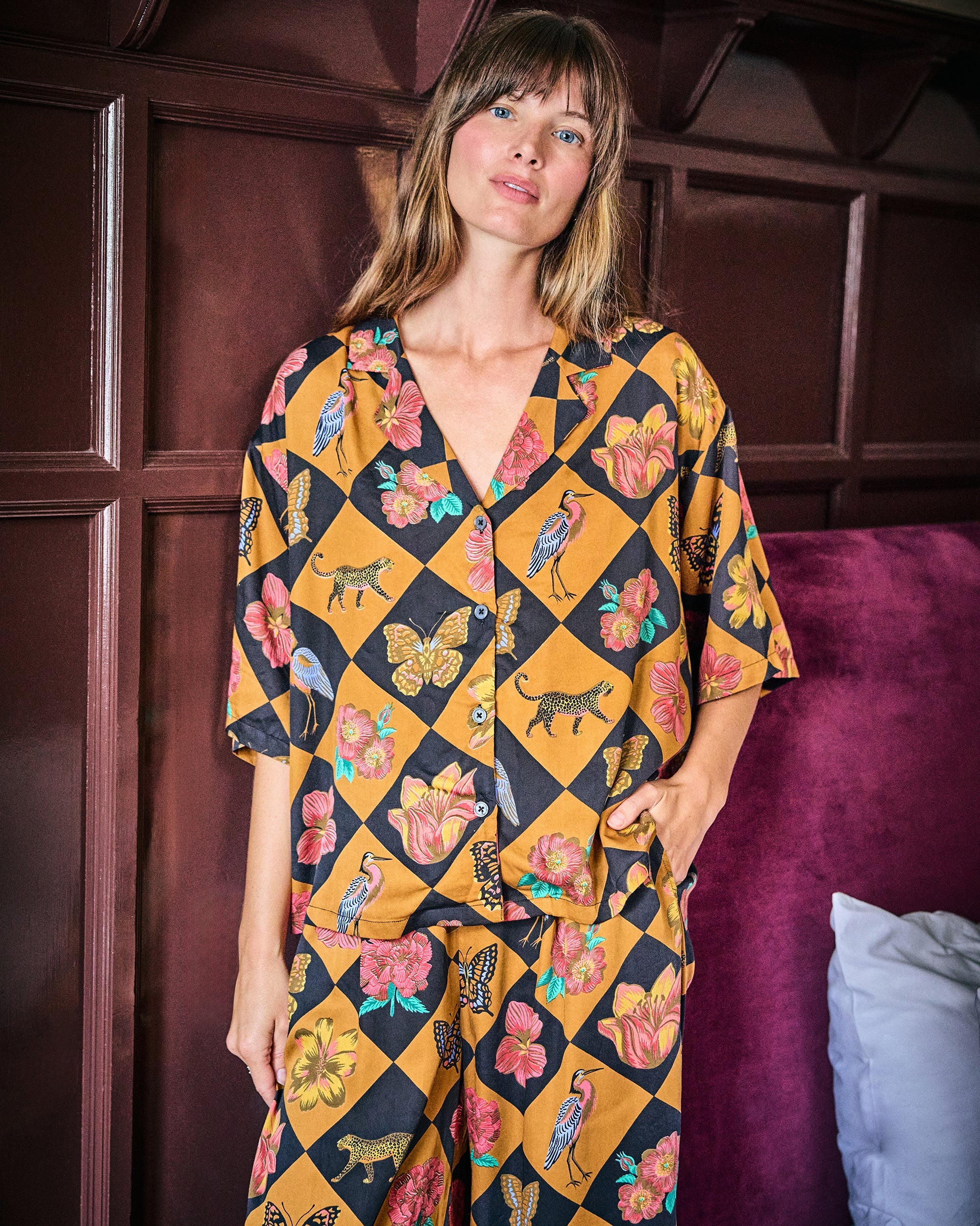 Botanical Checkerboard - Eco Satin Wildest Dreams Set | Caramel - Image 5