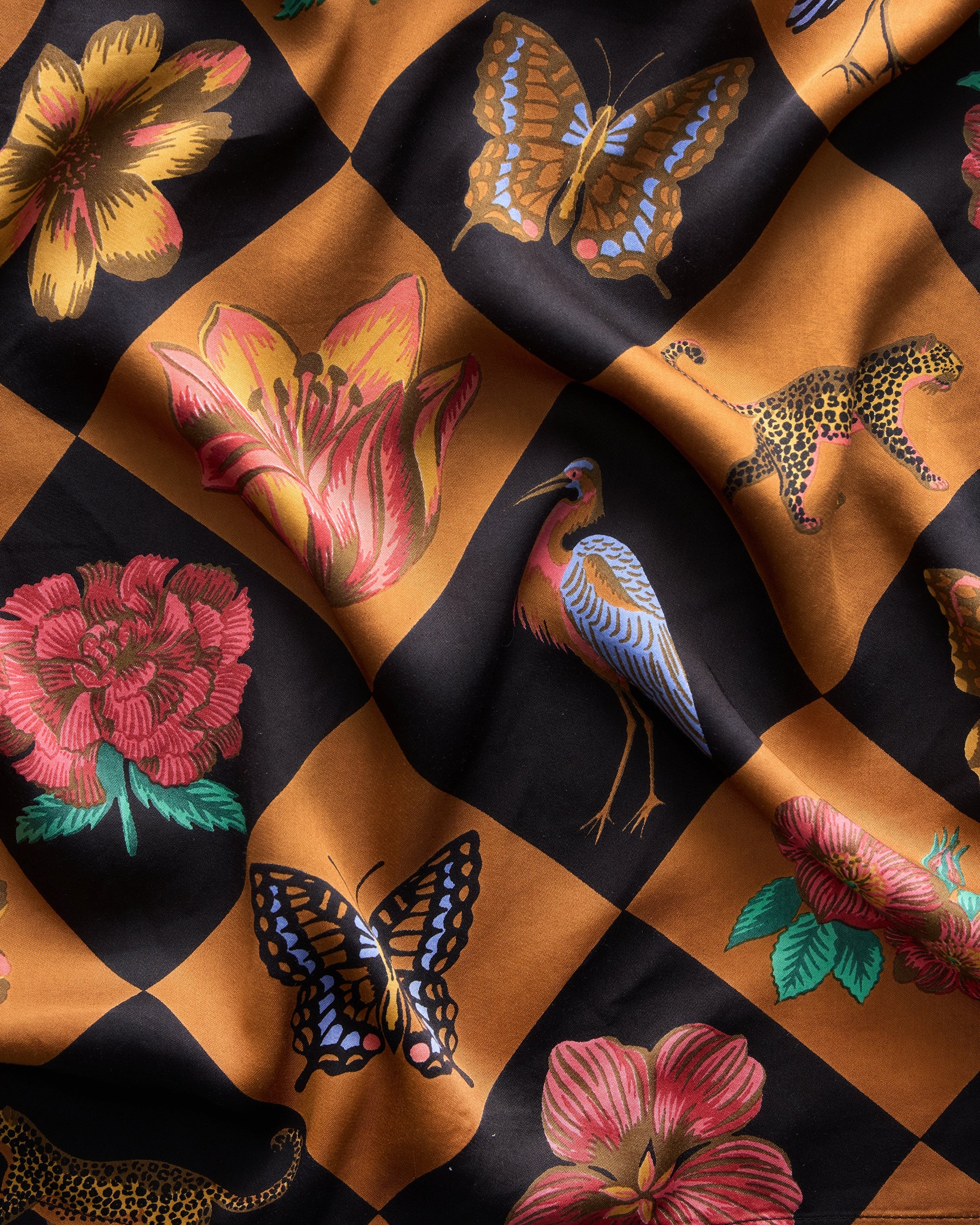 Botanical Checkerboard - Eco Satin Wildest Dreams Set | Caramel - Image 7