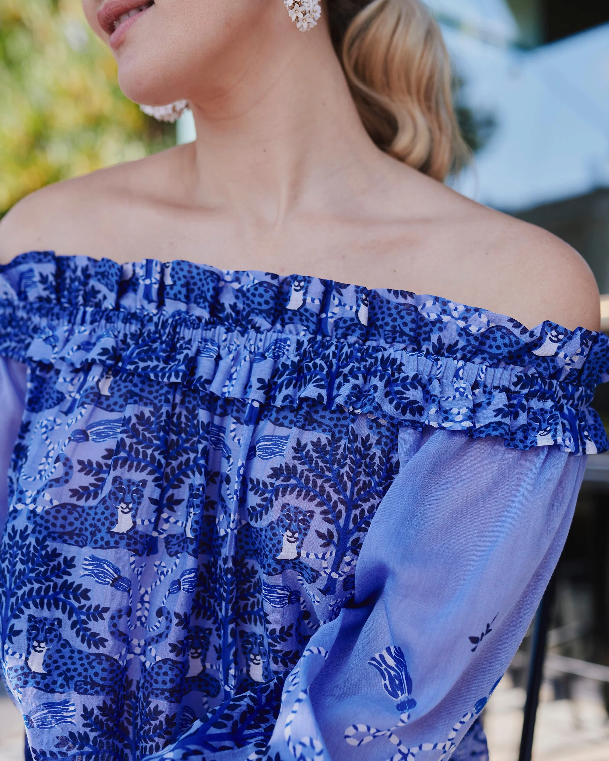 Charming Cheetahs - Elegant Escape Top | Blue Hibiscus - Image 4