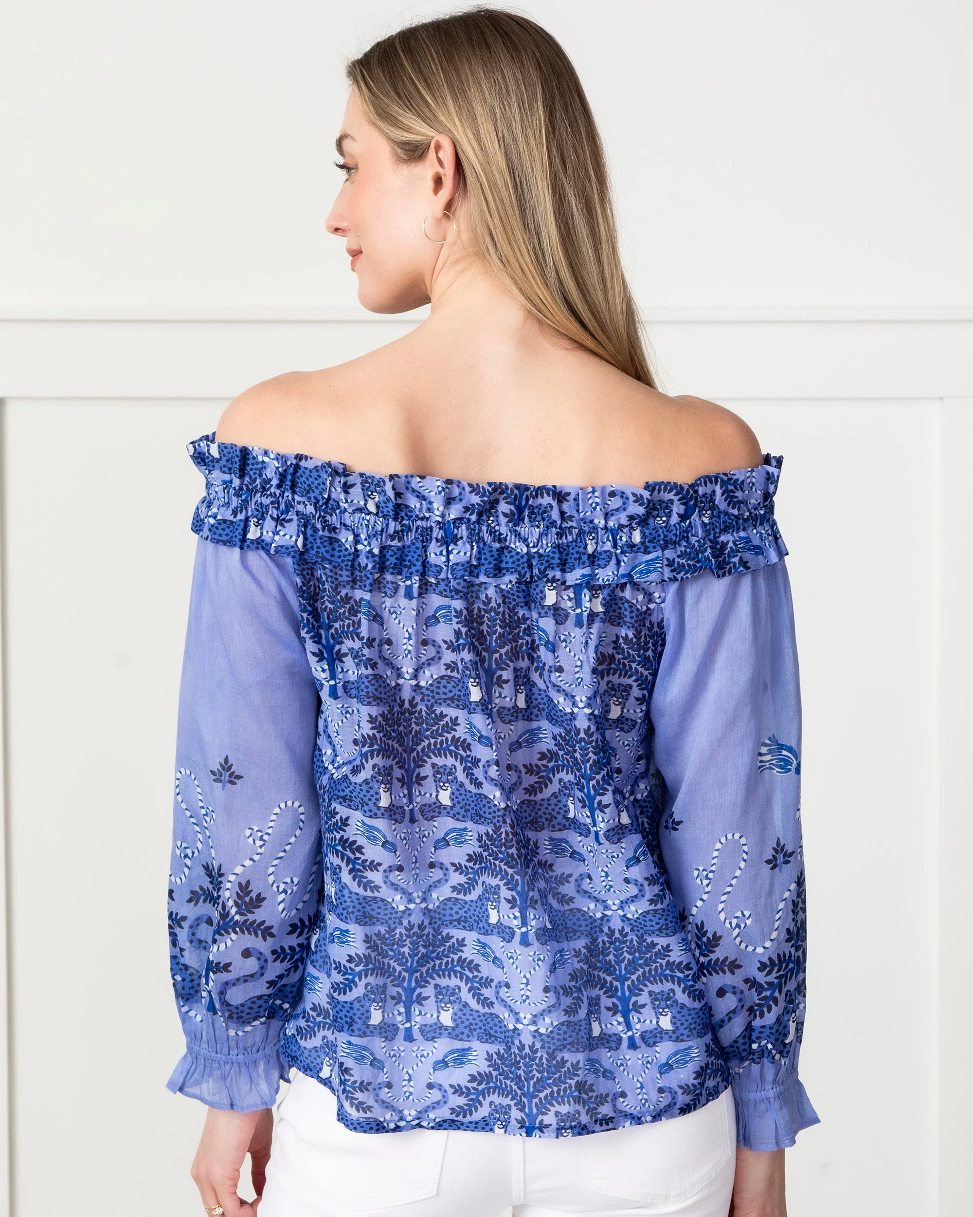 Charming Cheetahs - Elegant Escape Top | Blue Hibiscus - Image 5