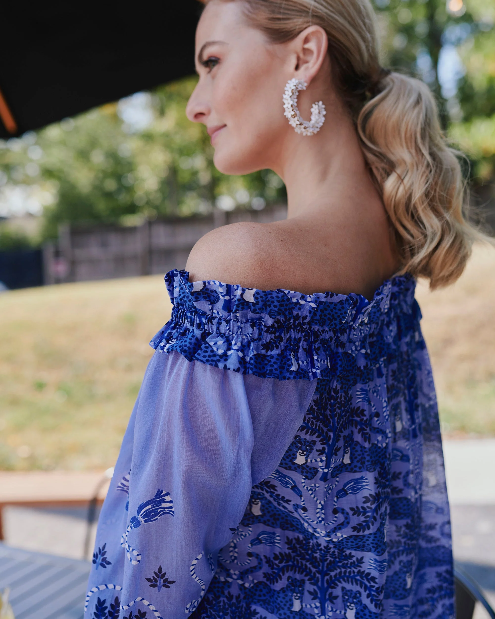 Charming Cheetahs - Elegant Escape Top | Blue Hibiscus - Image 6