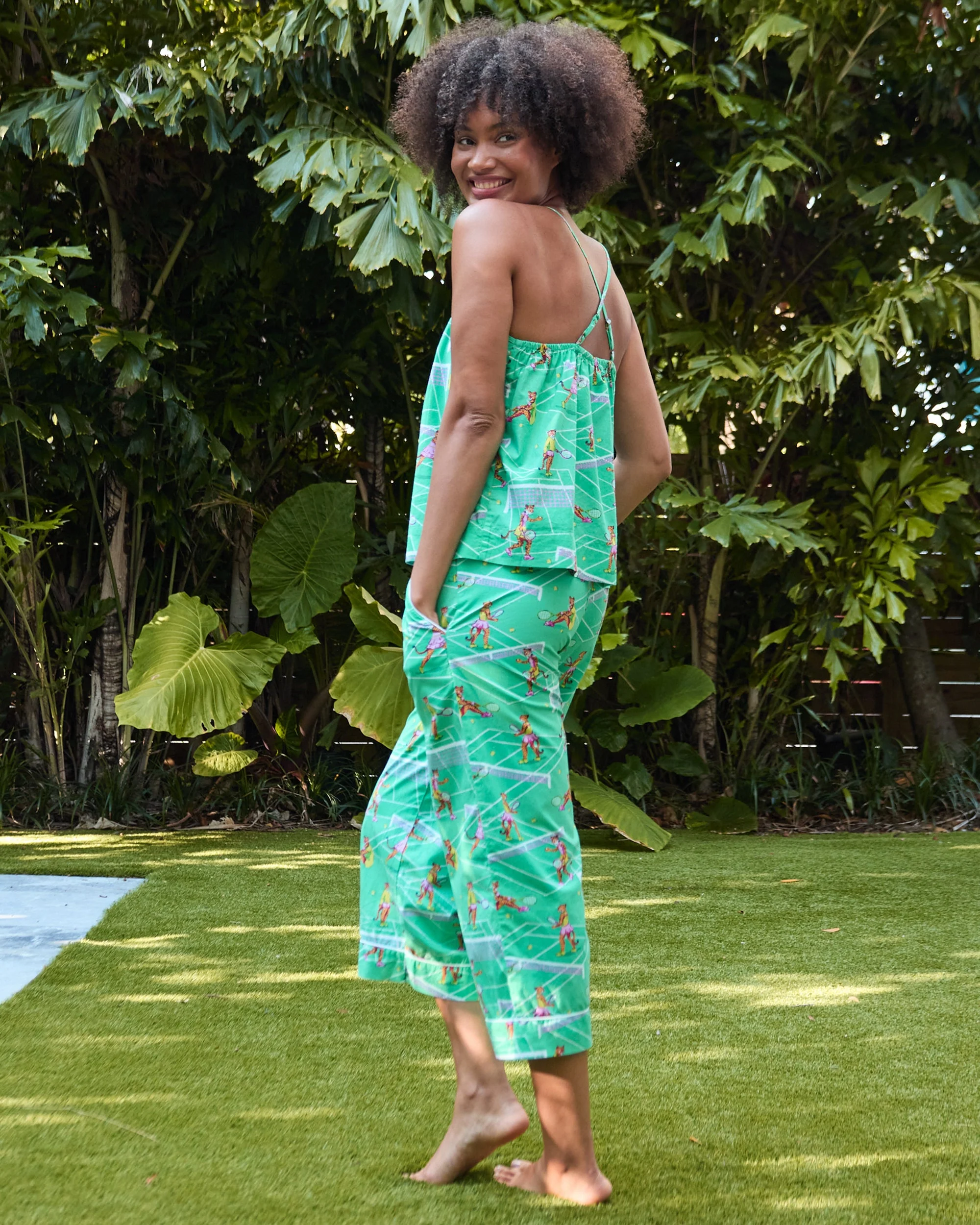 Courtside Cats - Cami Cropped Set | Tennis Teal - Image 2