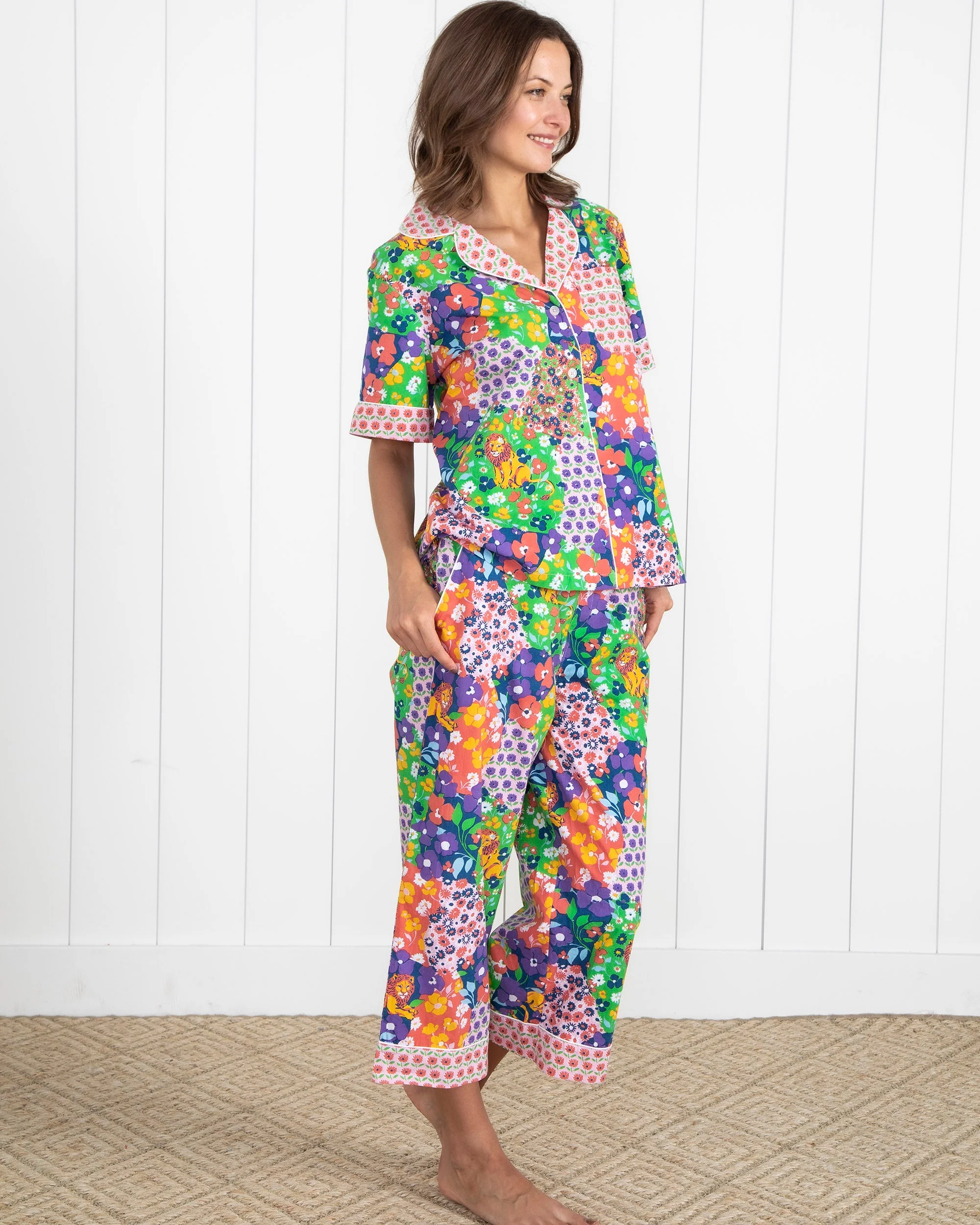 Flower Power - Short Sleeve Top & Cropped Pants Set | Grape Soda - Image 2