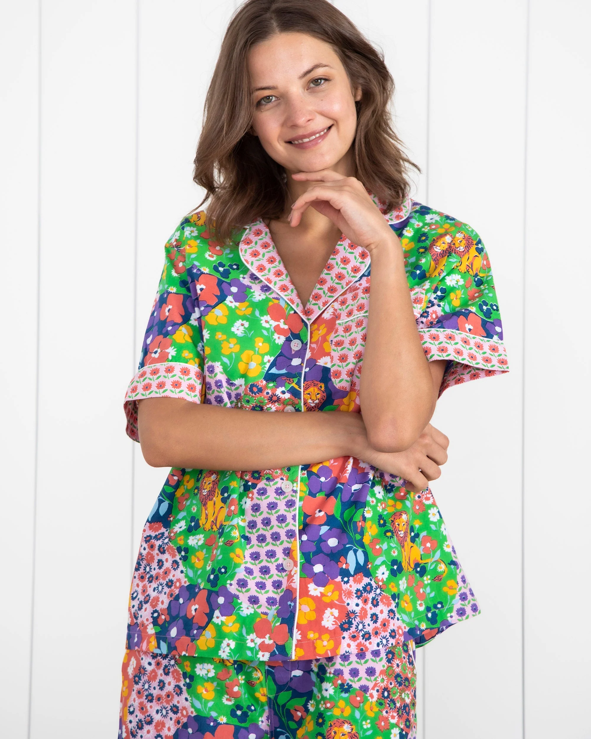Flower Power - Short Sleeve Top & Cropped Pants Set | Grape Soda - Image 3