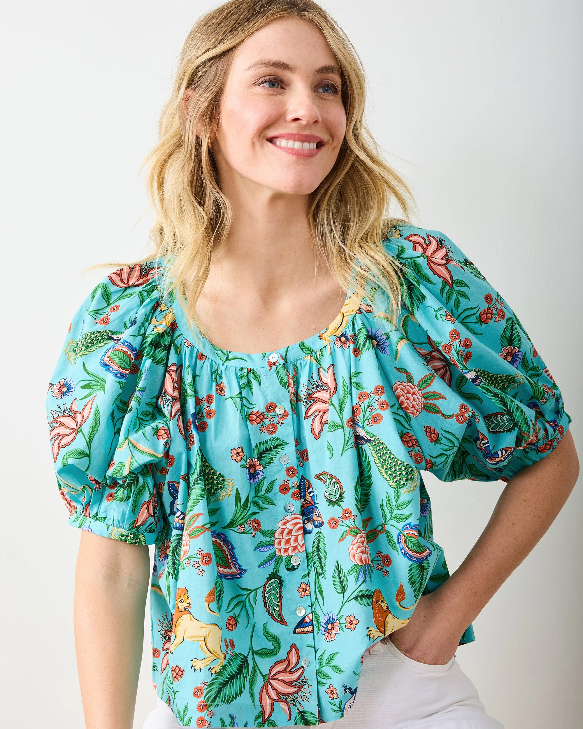Garden District - Gilmore Blouse | Caribbean Blue - Image 4