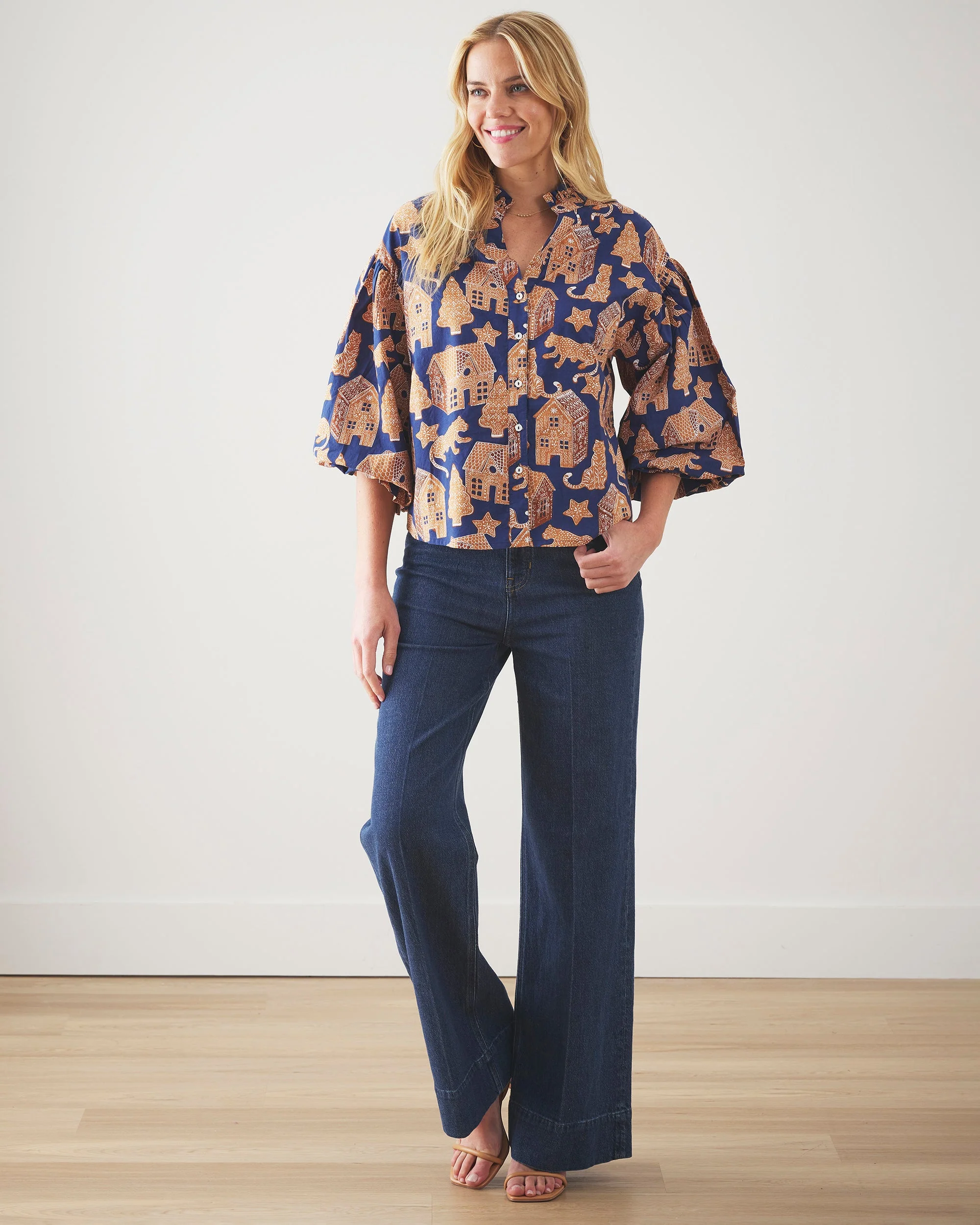 Gingerbread Party - Brentwood Blouse | Classic Navy - Image 2