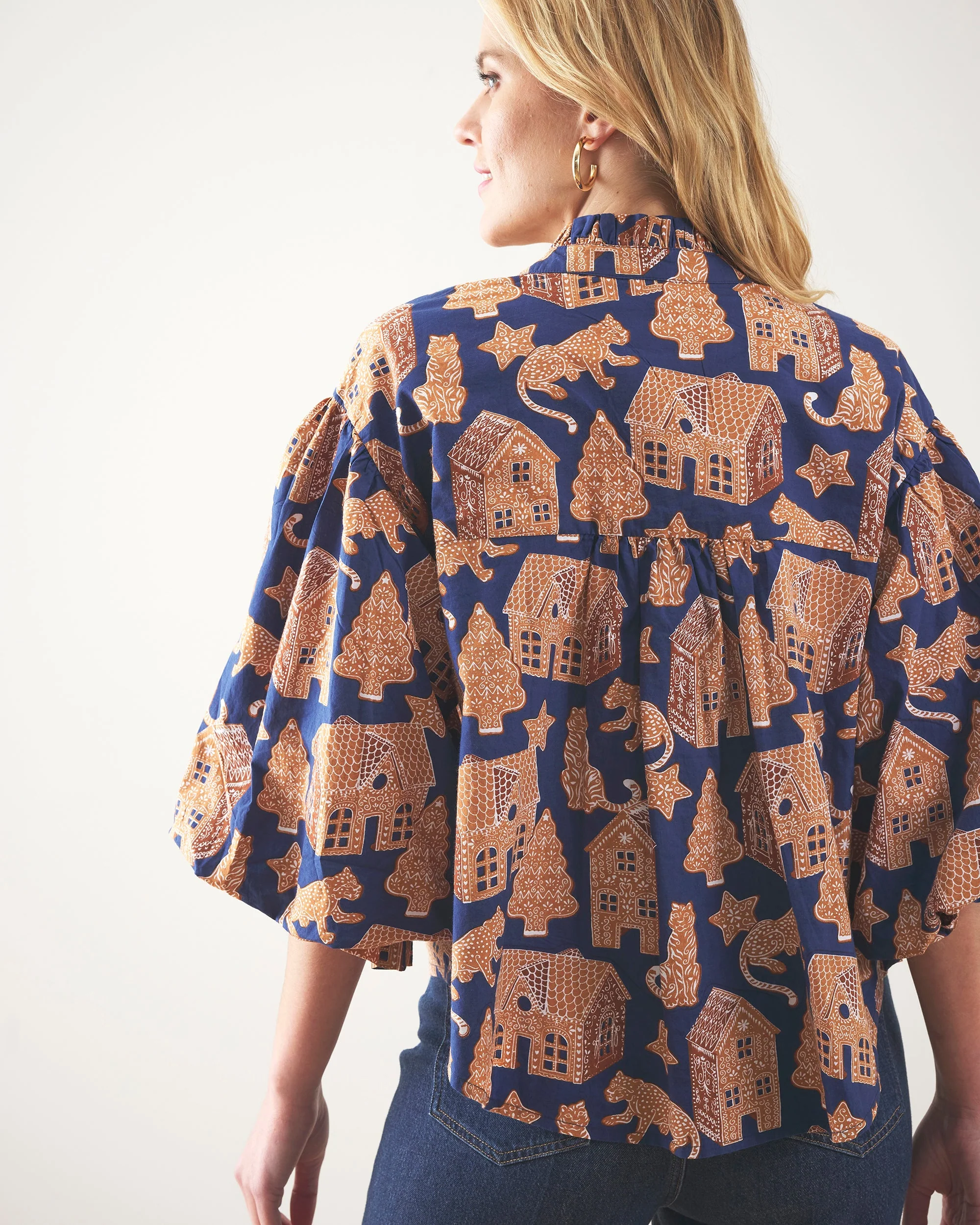 Gingerbread Party - Brentwood Blouse | Classic Navy - Image 3