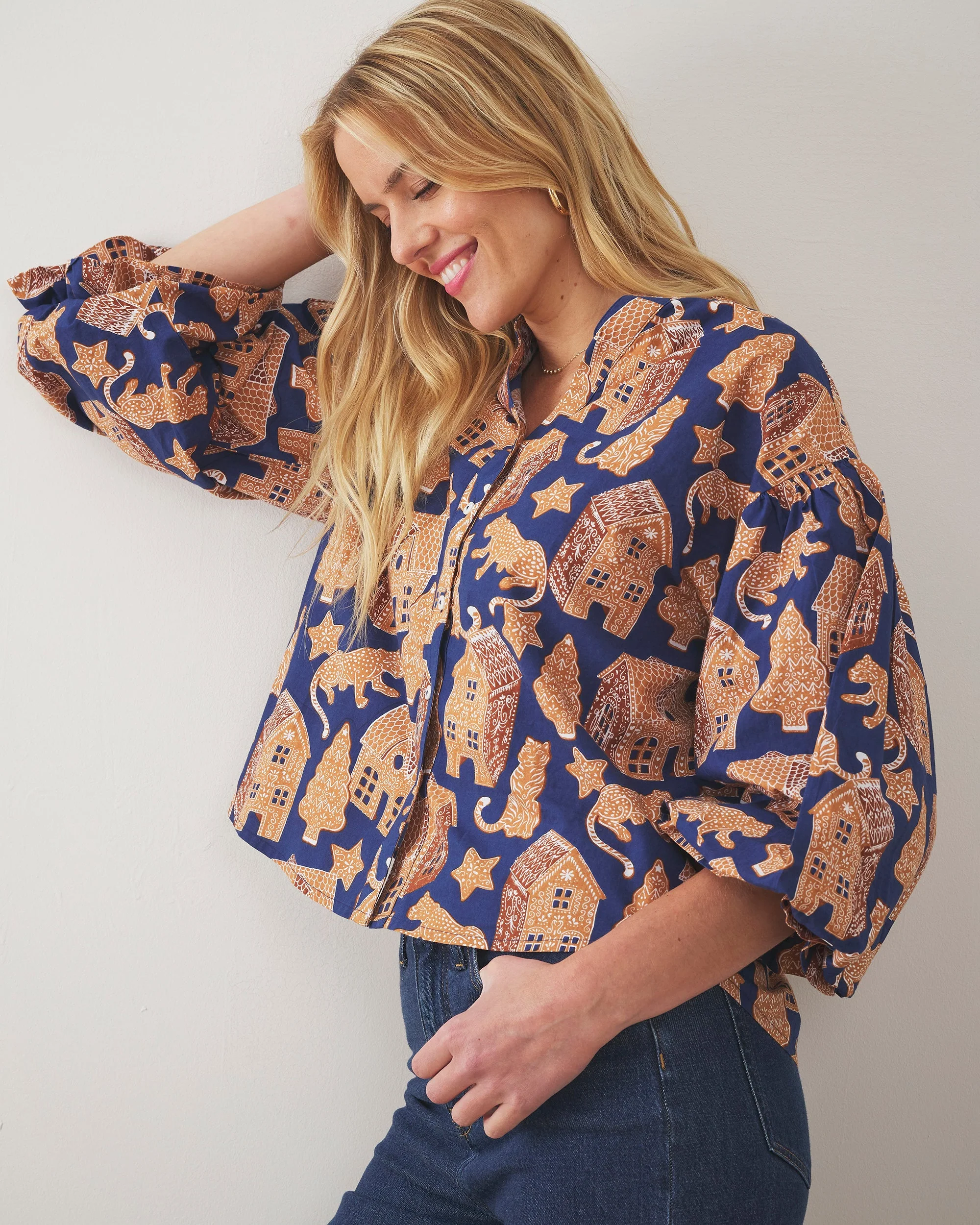 Gingerbread Party - Brentwood Blouse | Classic Navy - Image 4