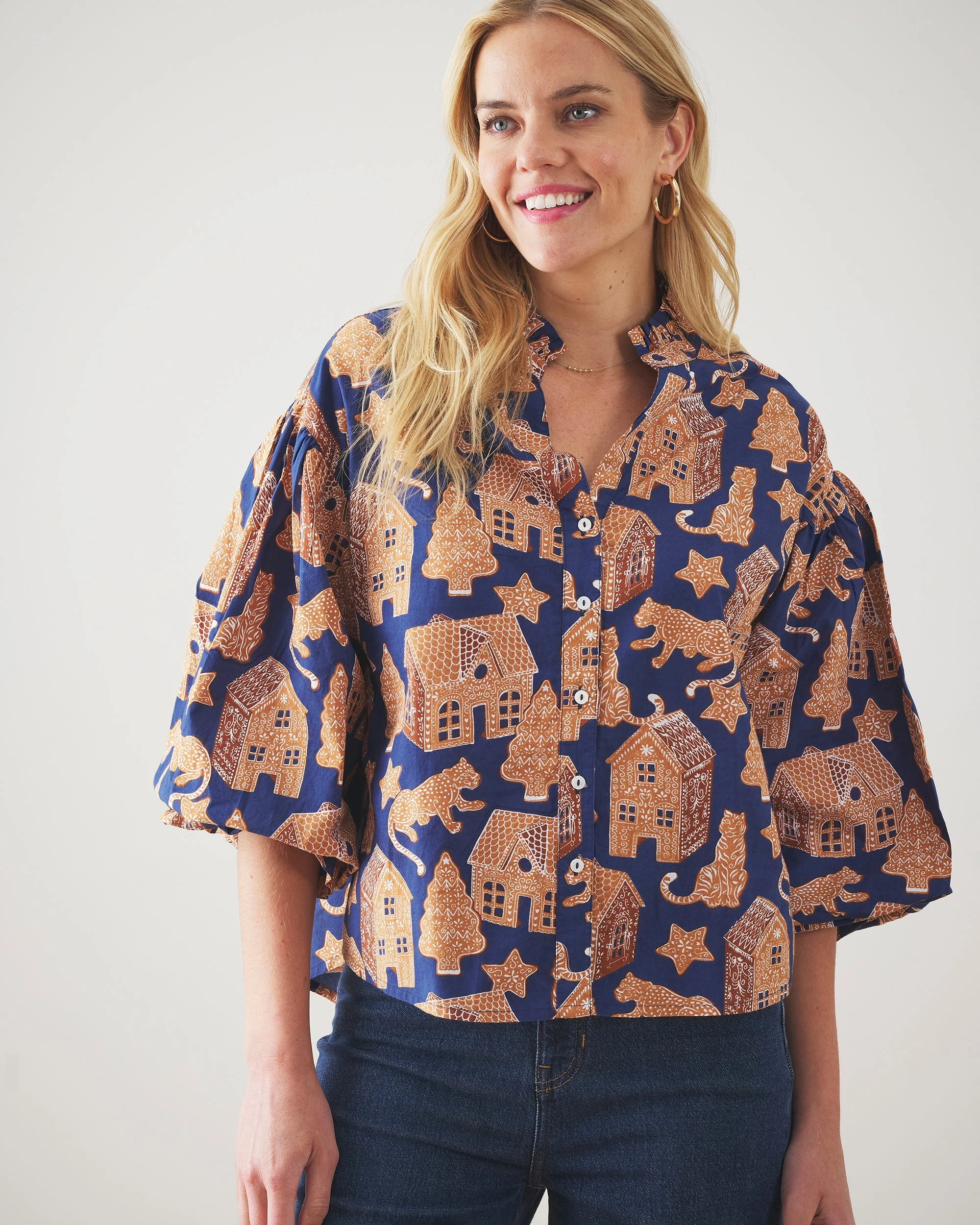Gingerbread Party - Brentwood Blouse | Classic Navy - Image 6