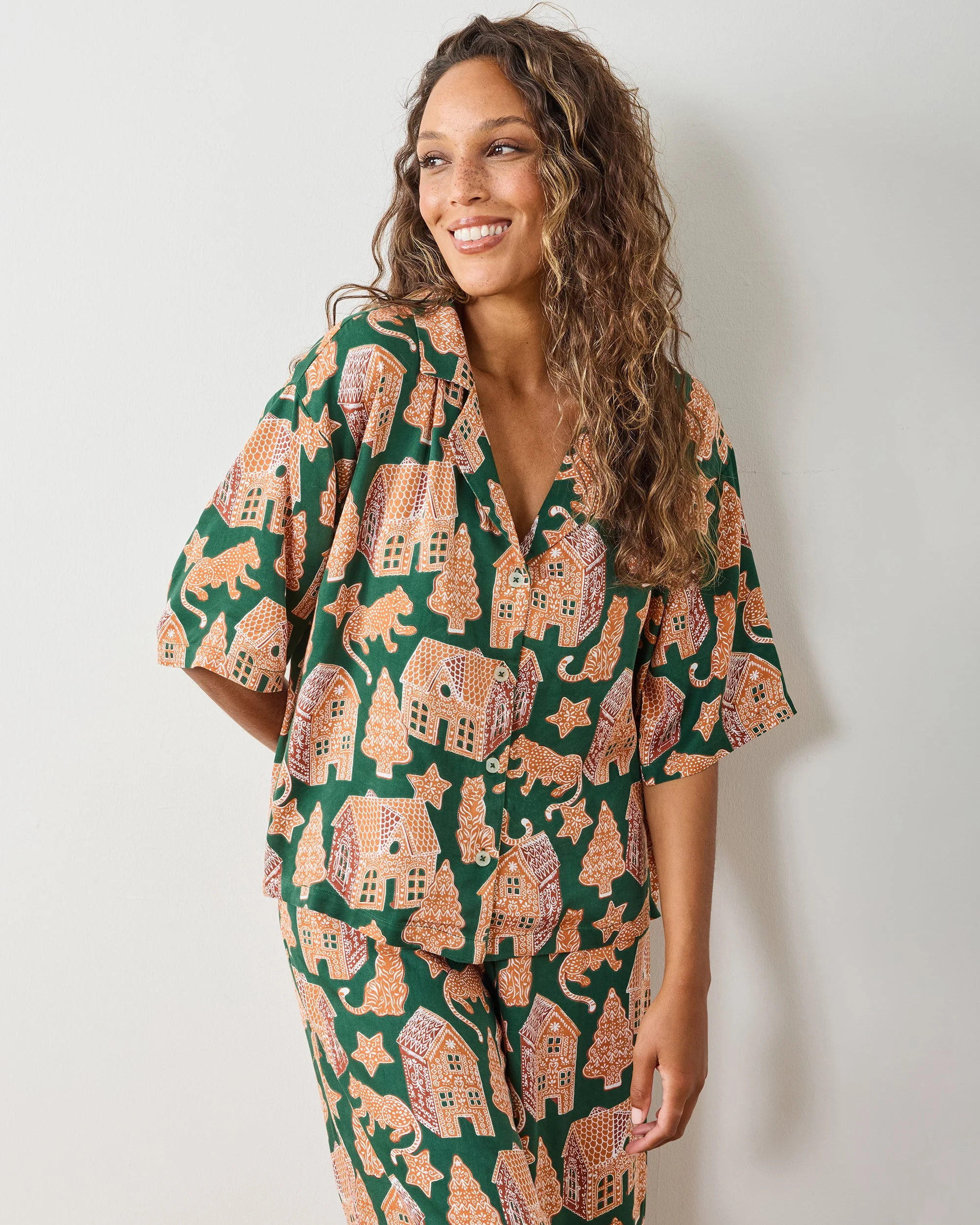 Gingerbread Party - Petite Eco Satin Wildest Dreams Set | Hunter Green