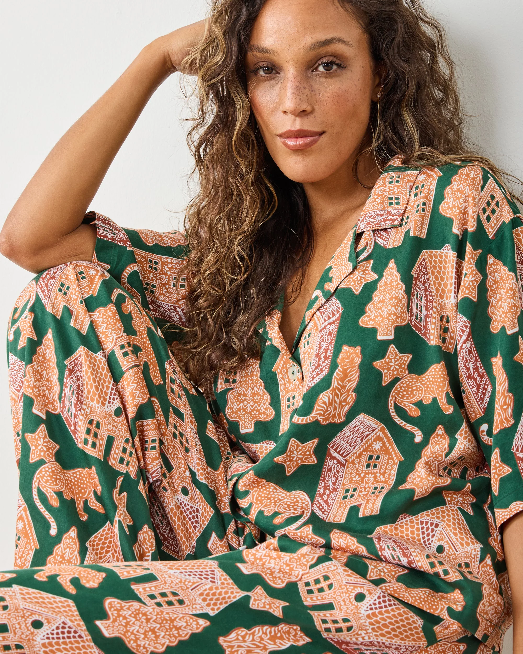 Gingerbread Party - Petite Eco Satin Wildest Dreams Set | Hunter Green - Image 6