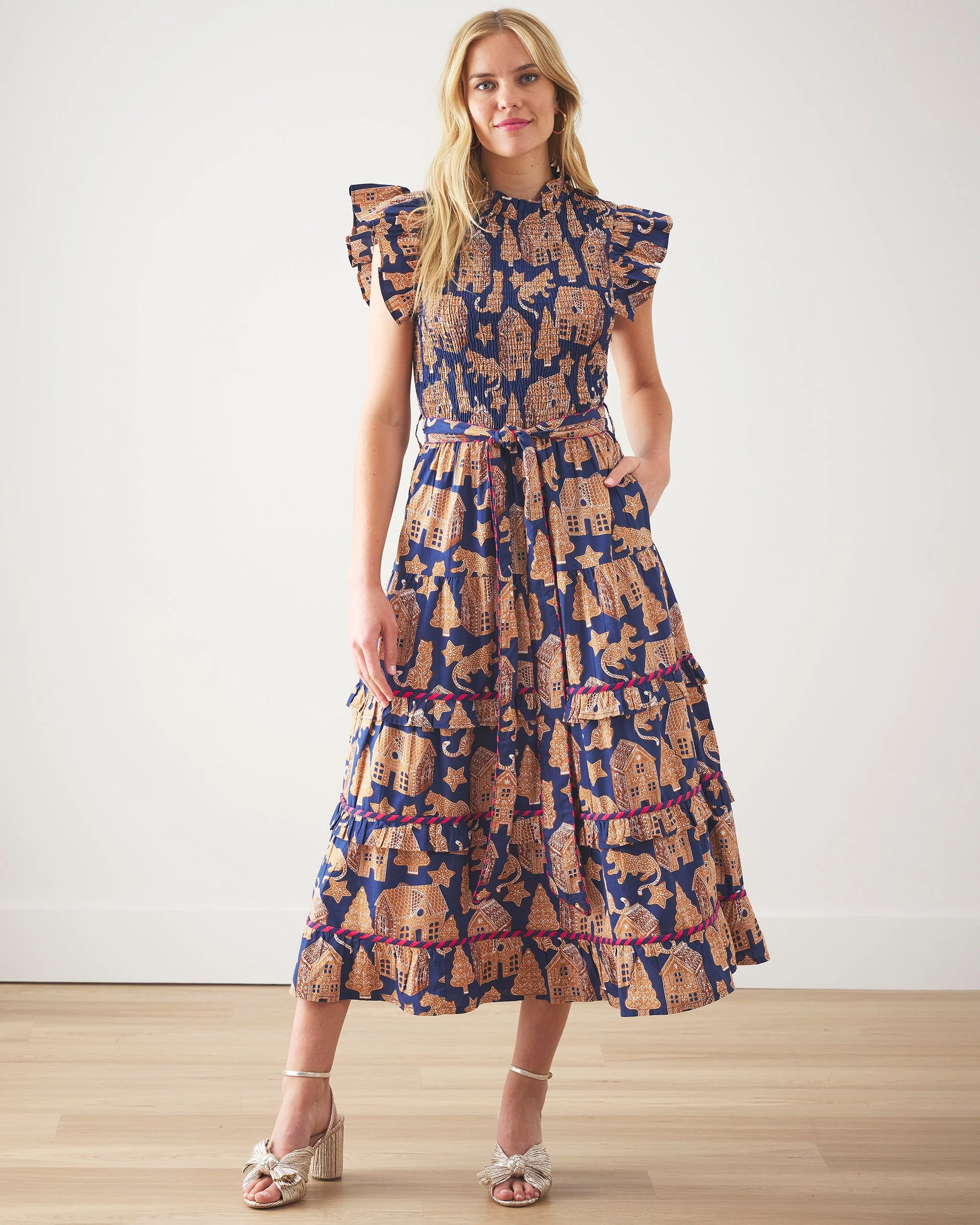 Gingerbread Party - Ready to Ruffle Dress | Classic Navy - Image 3