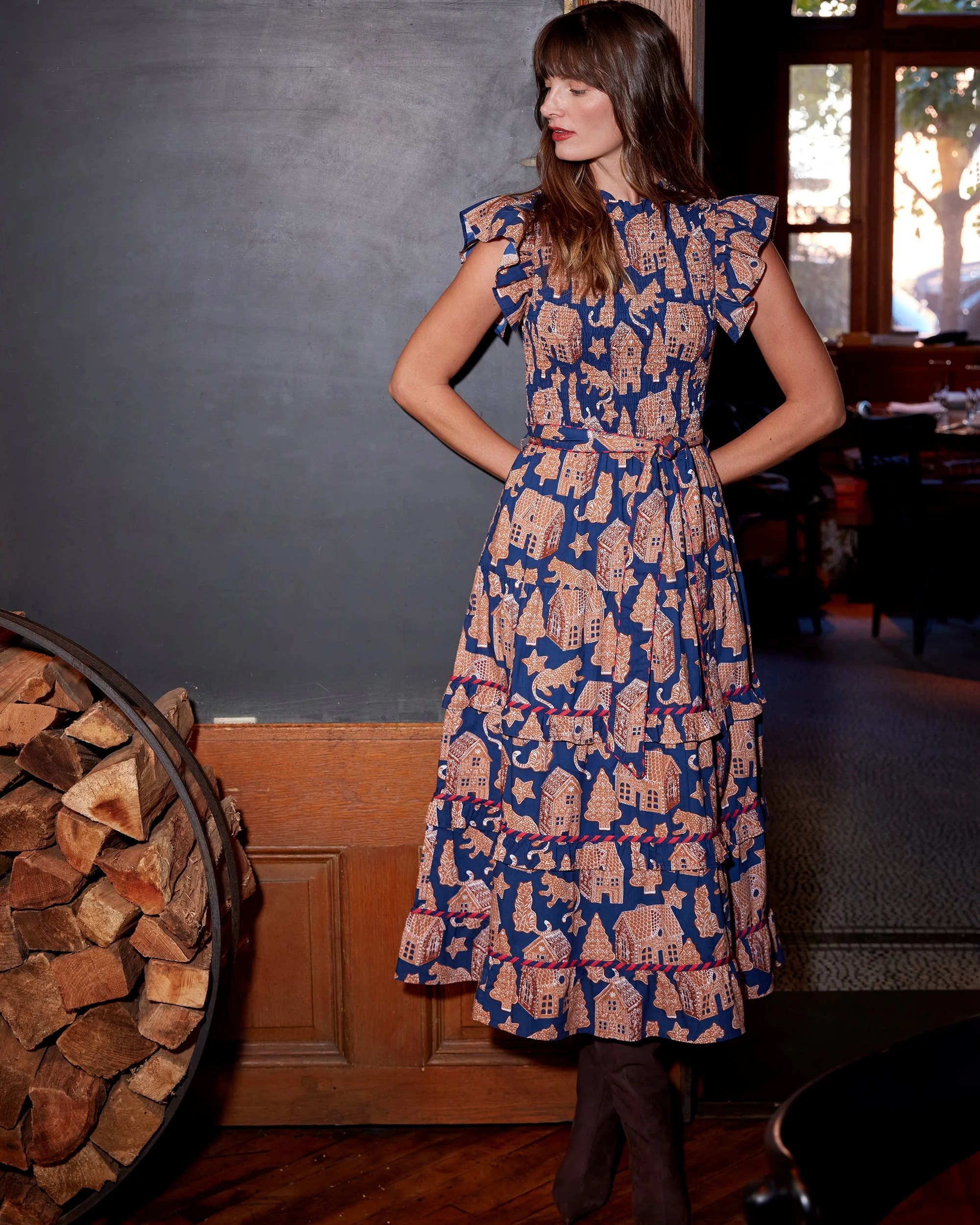 Gingerbread Party - Ready to Ruffle Dress | Classic Navy - Image 5