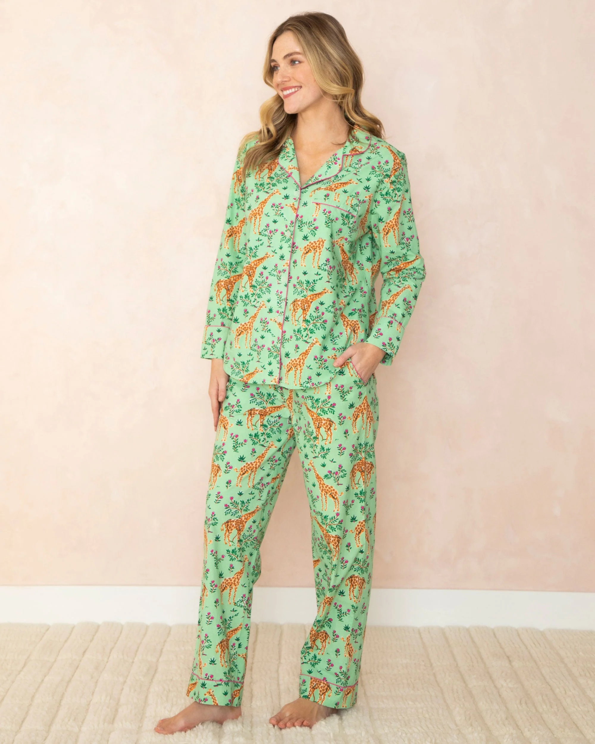 Grazing Giraffes - Long PJ Set | Sage - Image 4