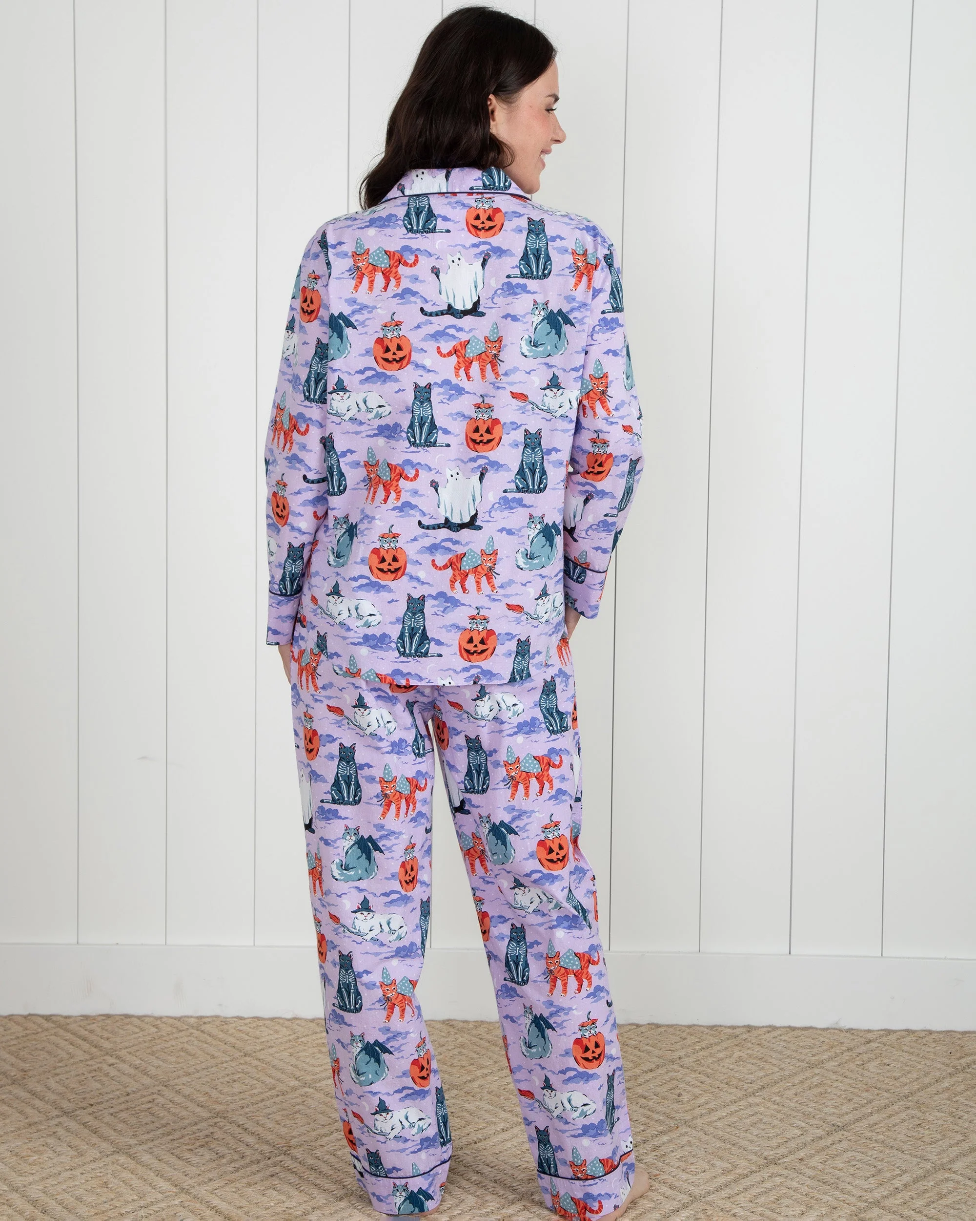 Halloween House Cats - Long PJ Set | Lavender - Image 7