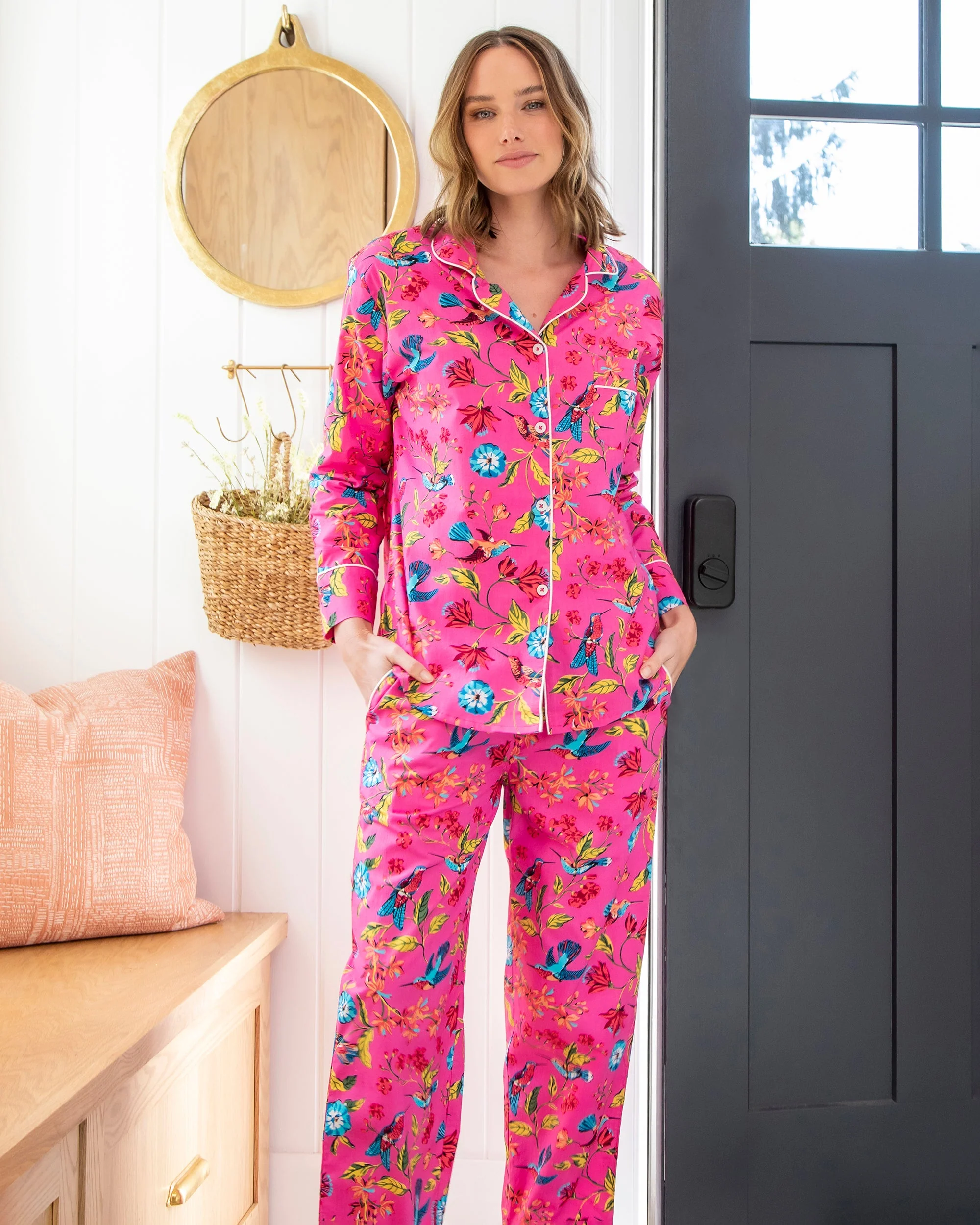 Hummingbird Haven - Long PJ Set | Fresh Raspberry - Image 2