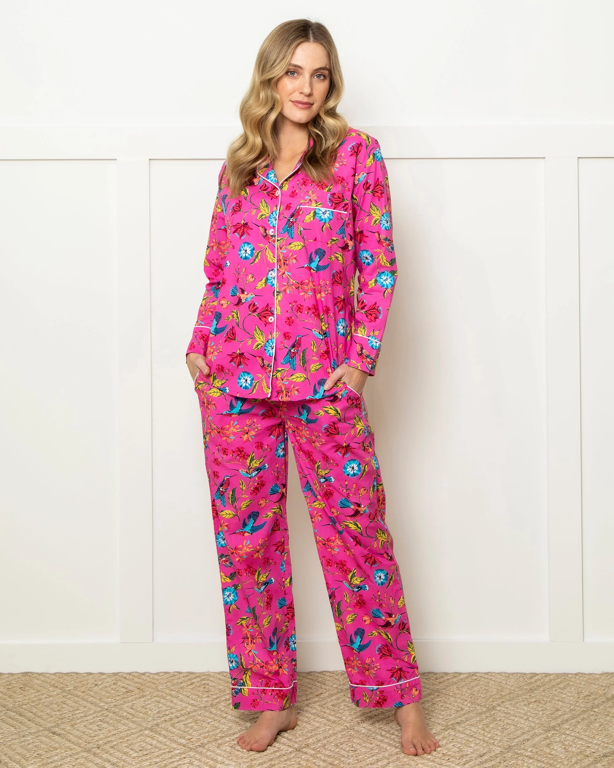 Hummingbird Haven - Long PJ Set | Fresh Raspberry - Image 3