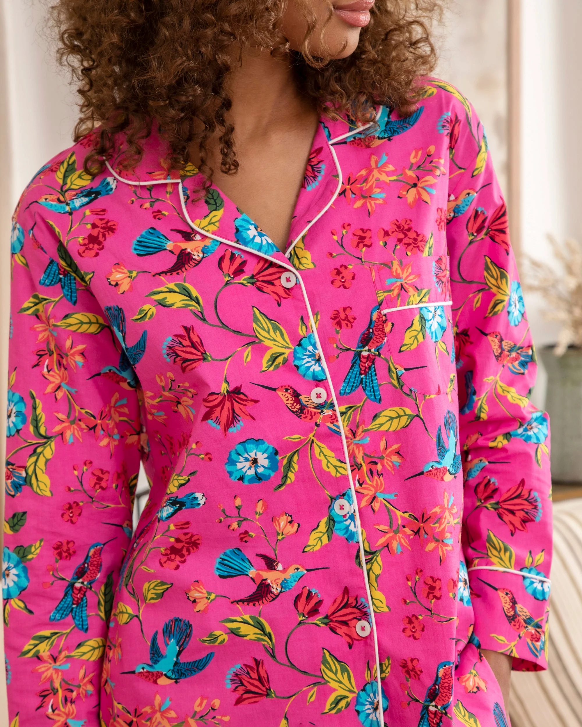 Hummingbird Haven - Long PJ Set | Fresh Raspberry - Image 5